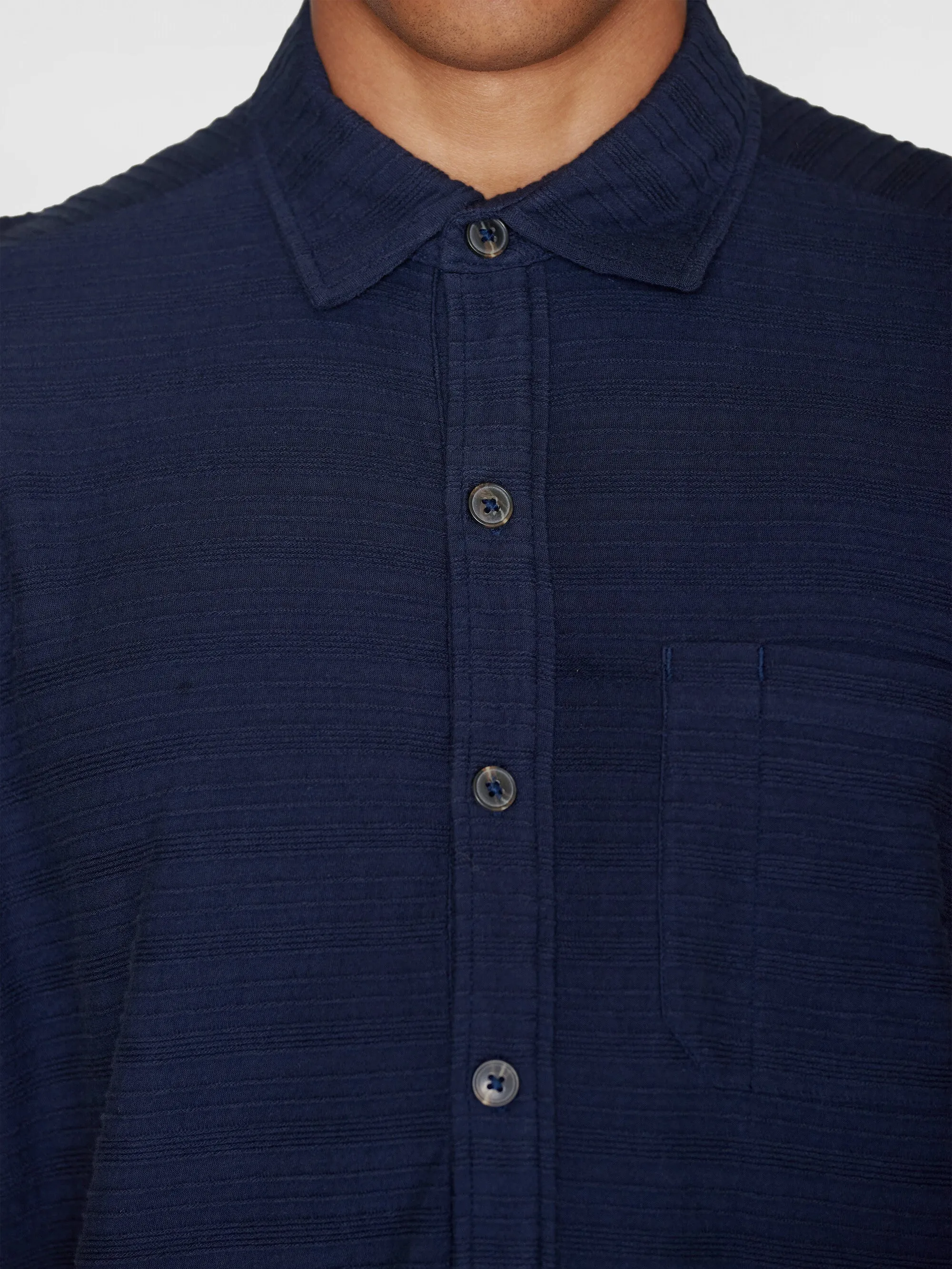 Loose short sleeve cotton solid striped jersey shirt GOTS/Vegan - Night Sky Knowledge Cotton