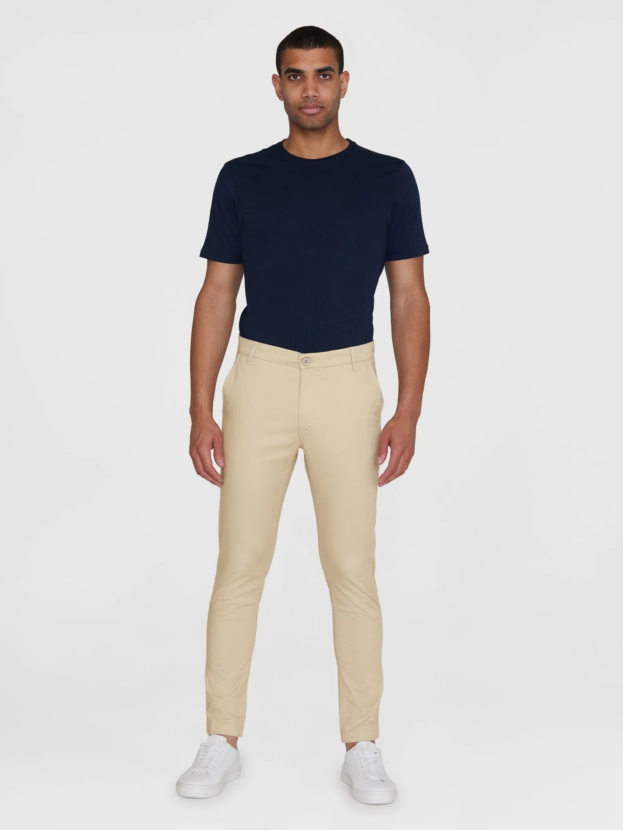 LUCA slim twill chino pants - Light feather gray Knowledge Cotton