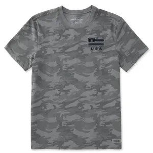 Men's Athletic USA Flag Short Sleeve Allover Printed Crusher Tee LIFE IS GOOD