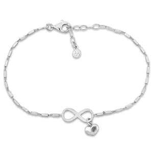 Mimi & Max Children's 1/5ct TGW Cubic Zirconia Infinity and Heart Charm Bracelet with Sterling Silver - 6.5 1 in.