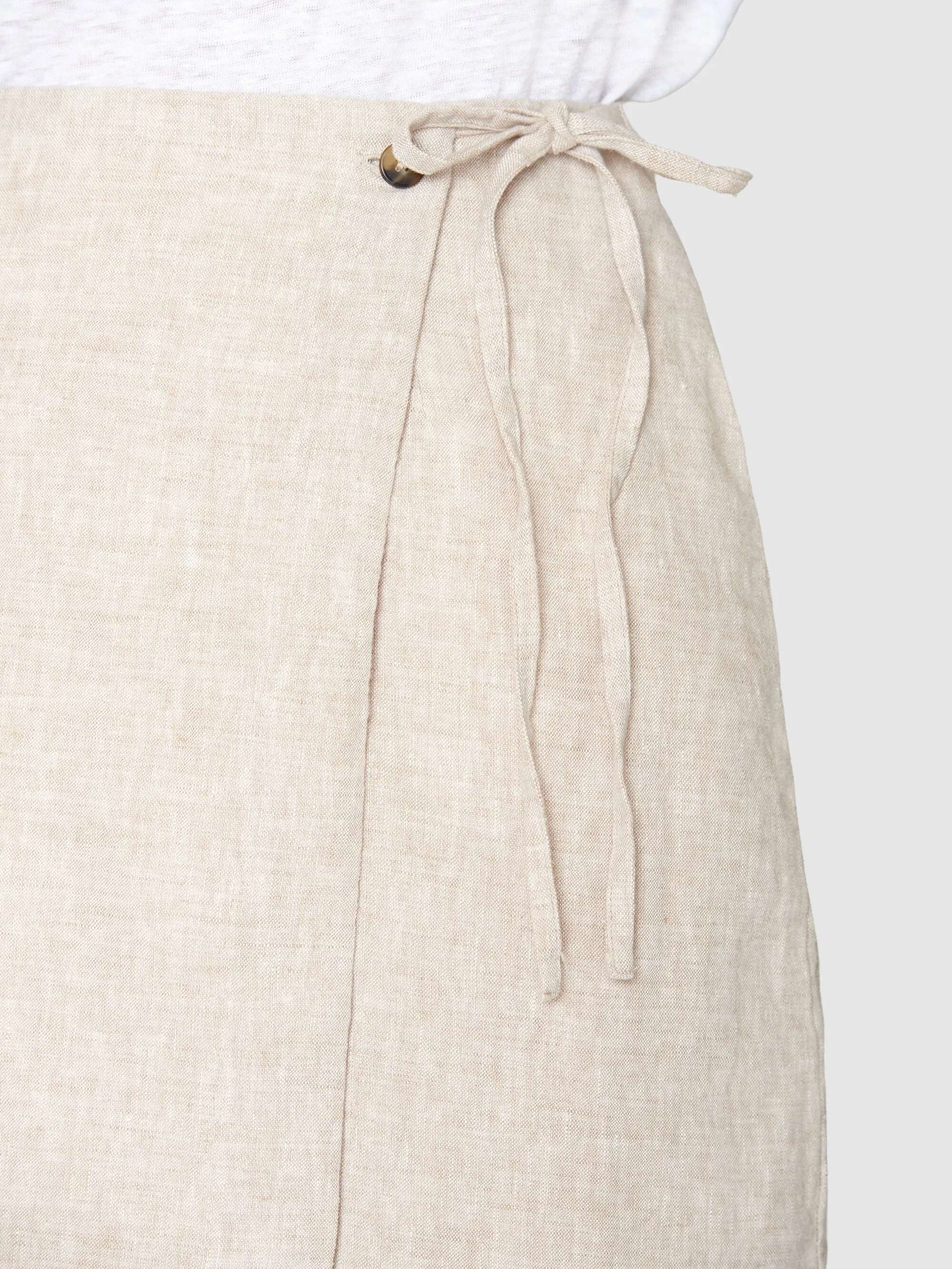 Natural linen wrap skirt - Light feather gray Knowledge Cotton