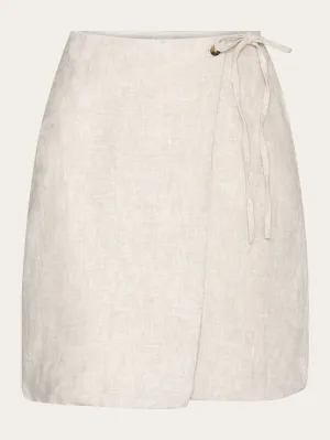 Natural linen wrap skirt - Light feather gray Knowledge Cotton