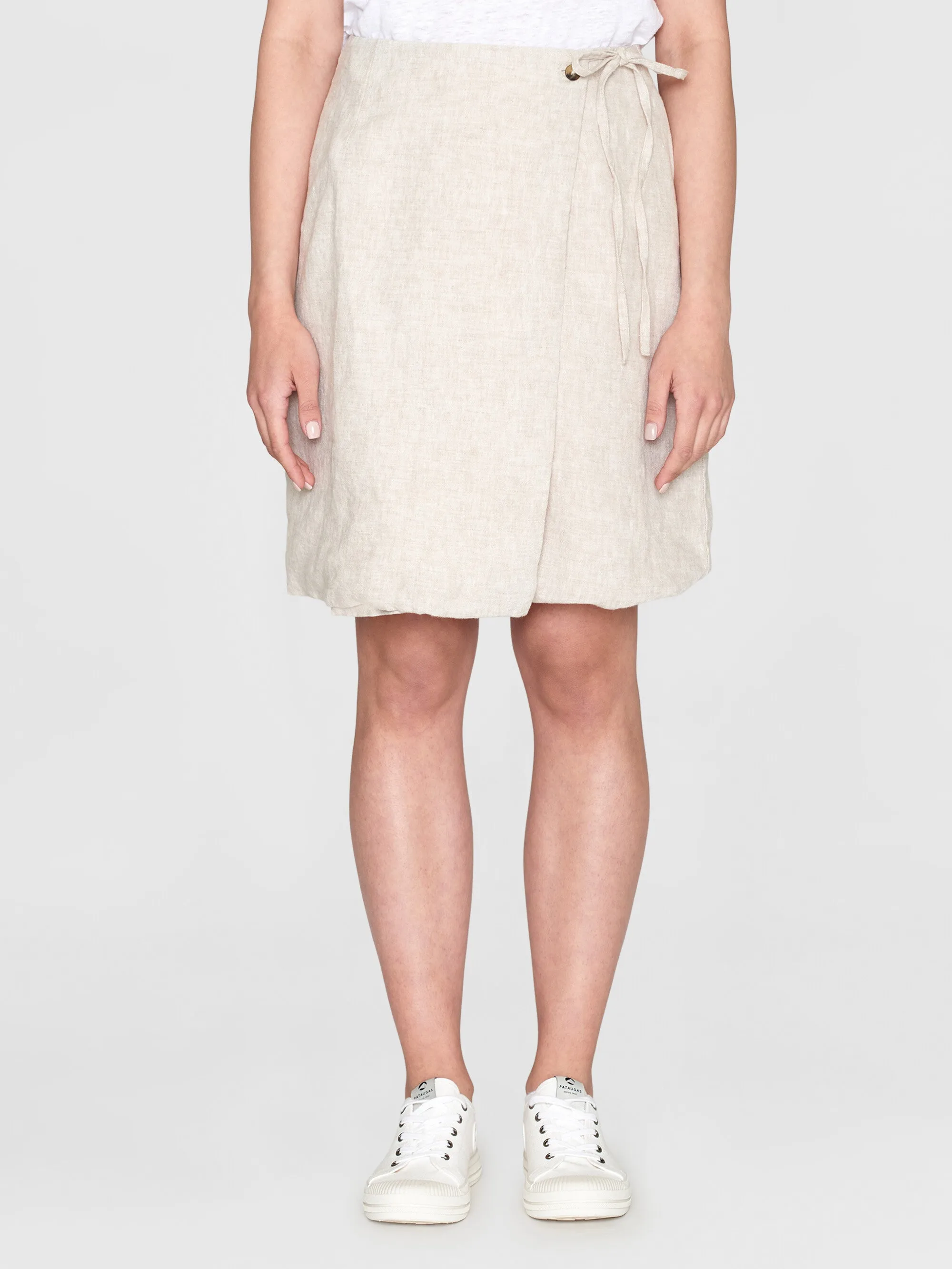 Natural linen wrap skirt - Light feather gray Knowledge Cotton