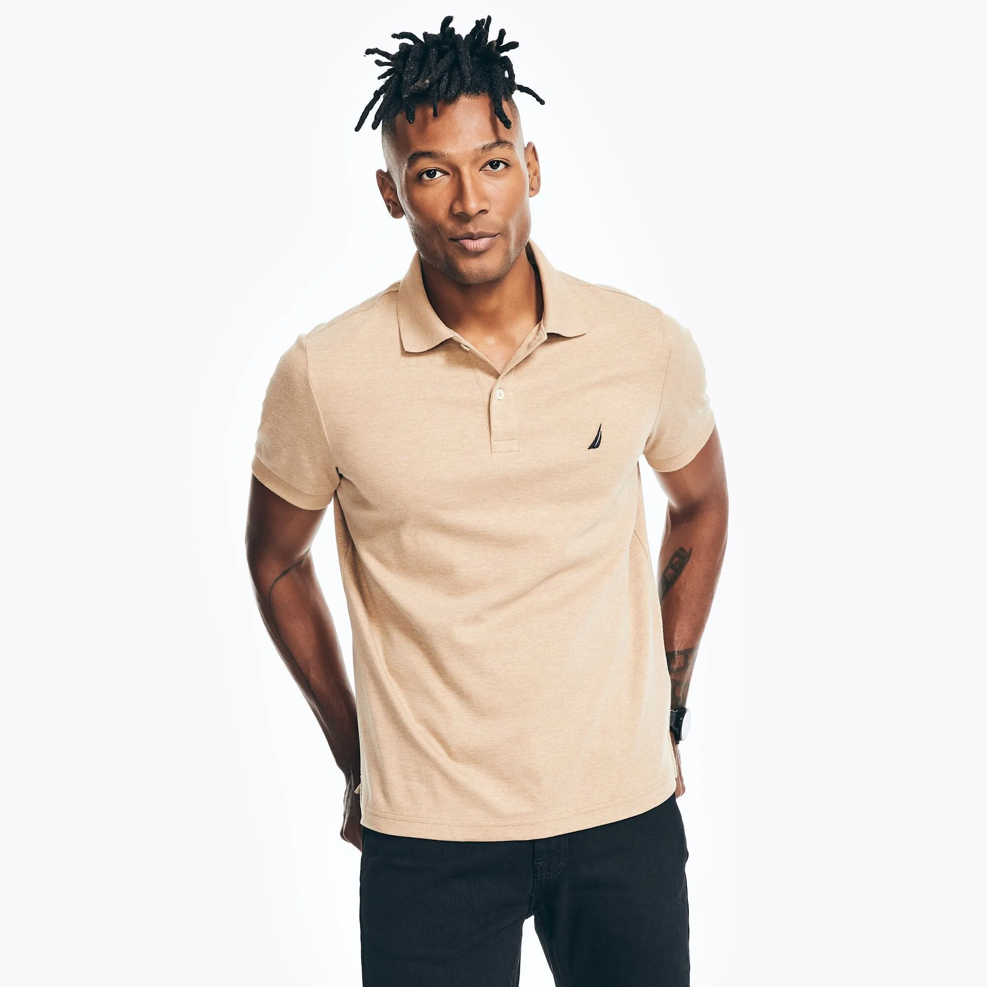 Nautica Mens Slim Fit Interlock Deck Polo