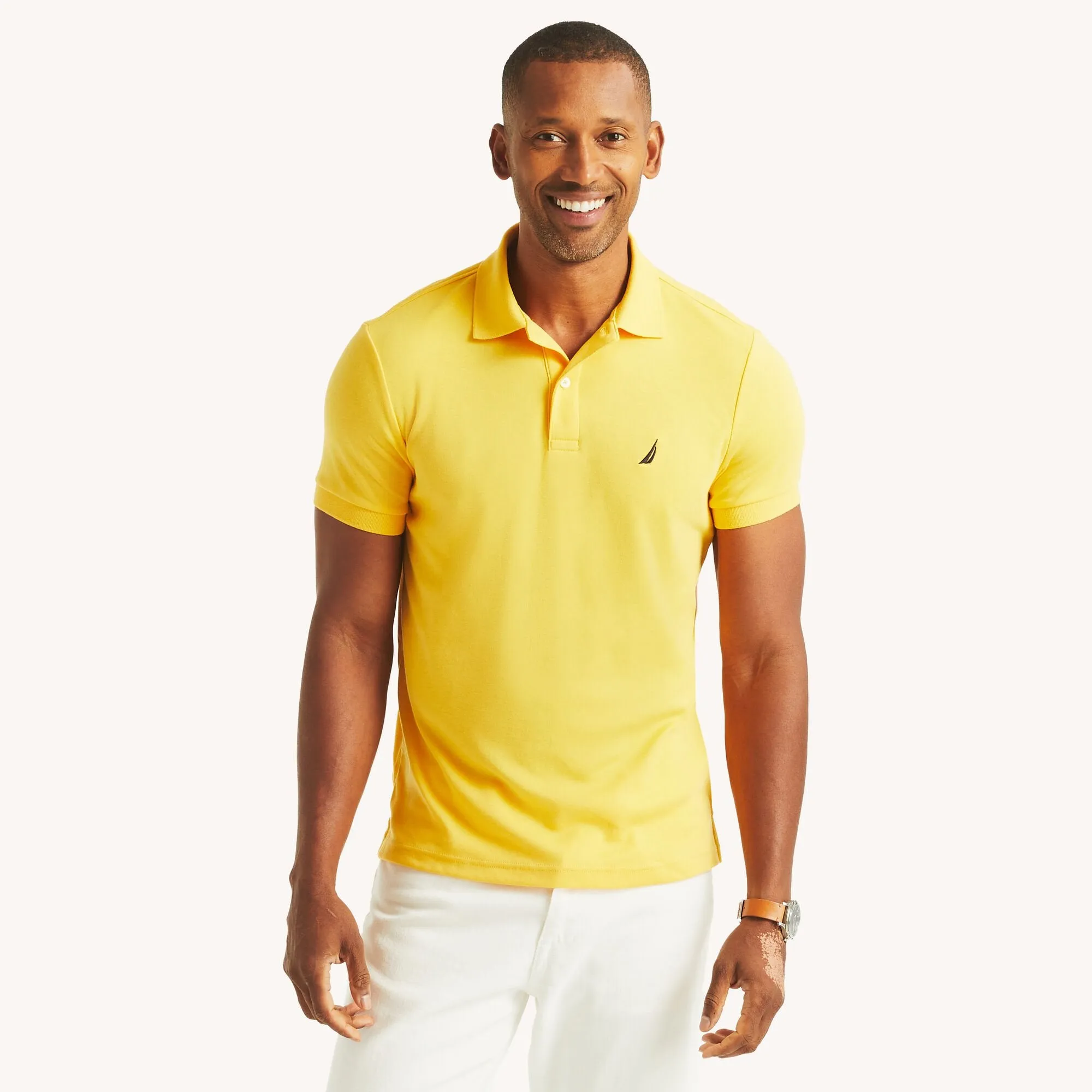 Nautica Mens Slim Fit Interlock Deck Polo