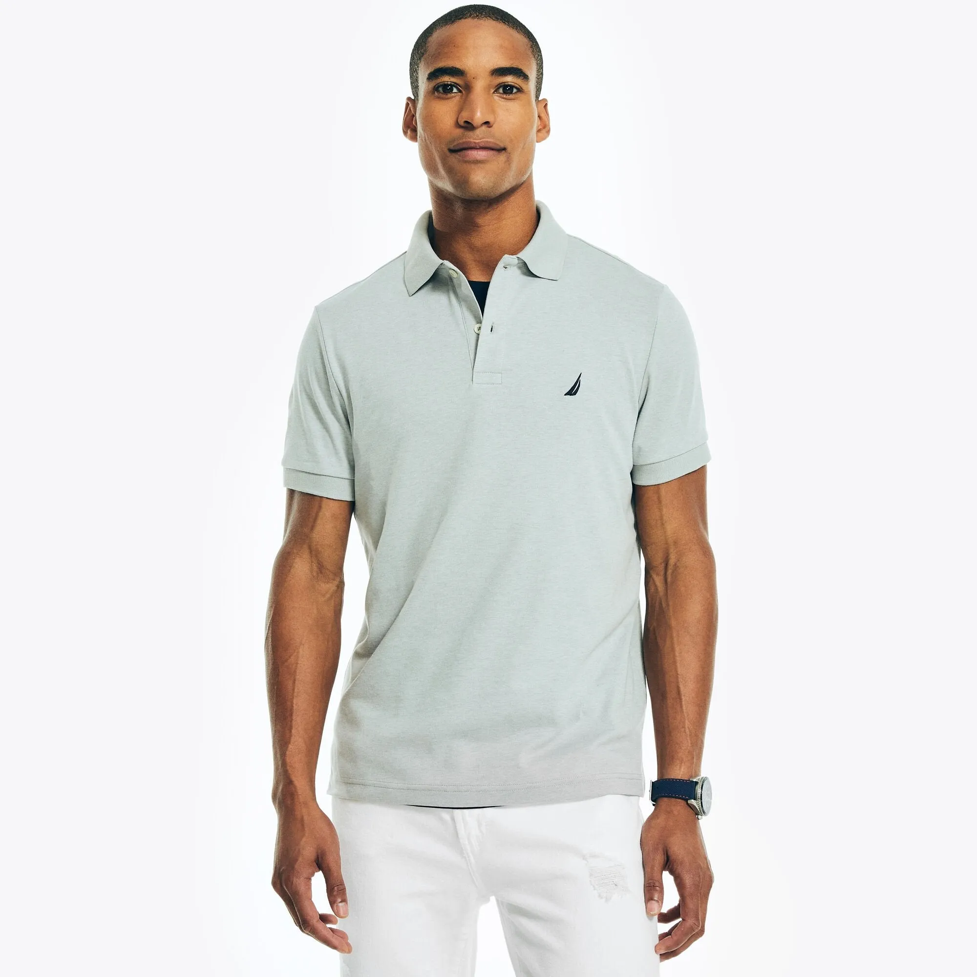 Nautica Mens Slim Fit Interlock Deck Polo