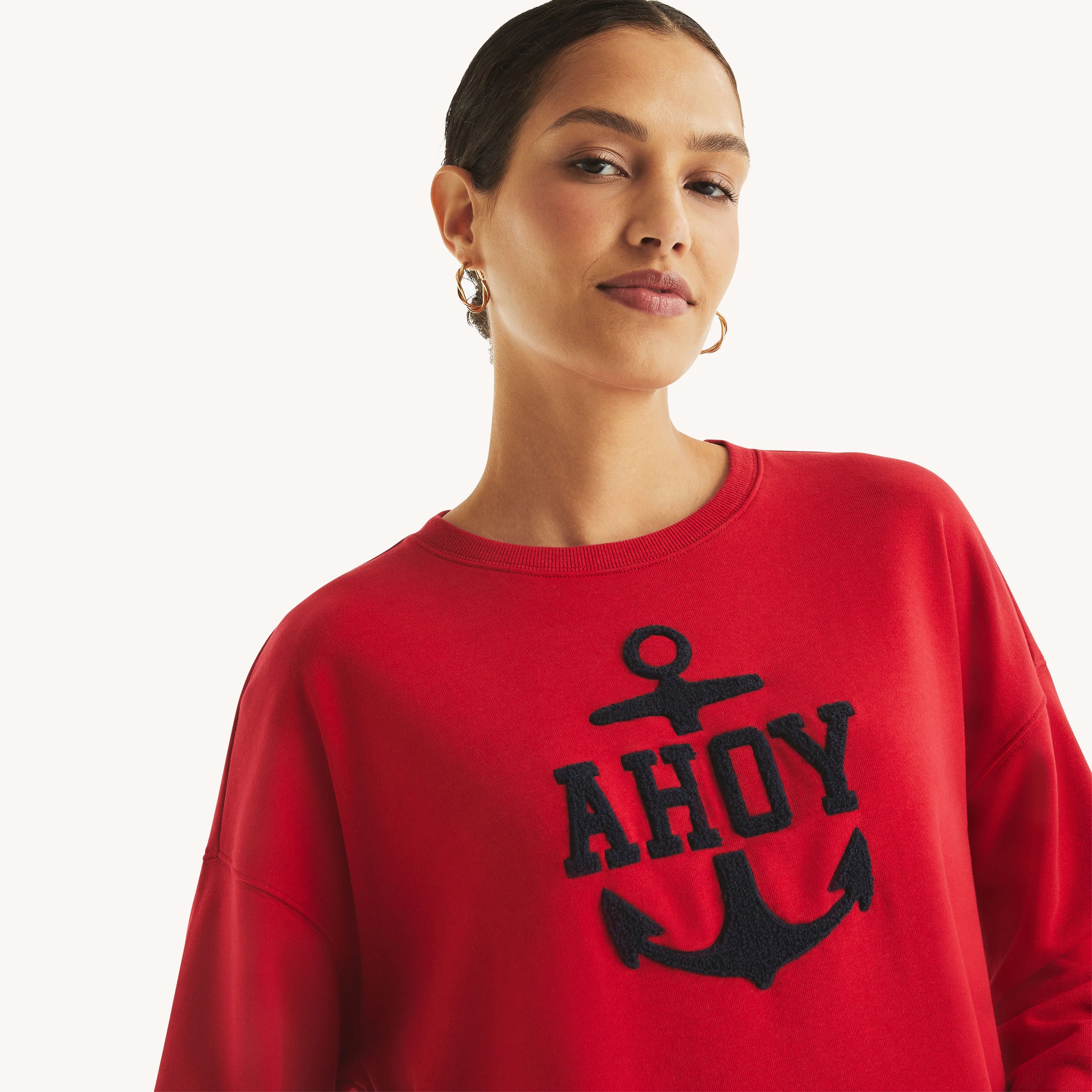 Nautica Womens Graphic Crewneck Sweatshirt