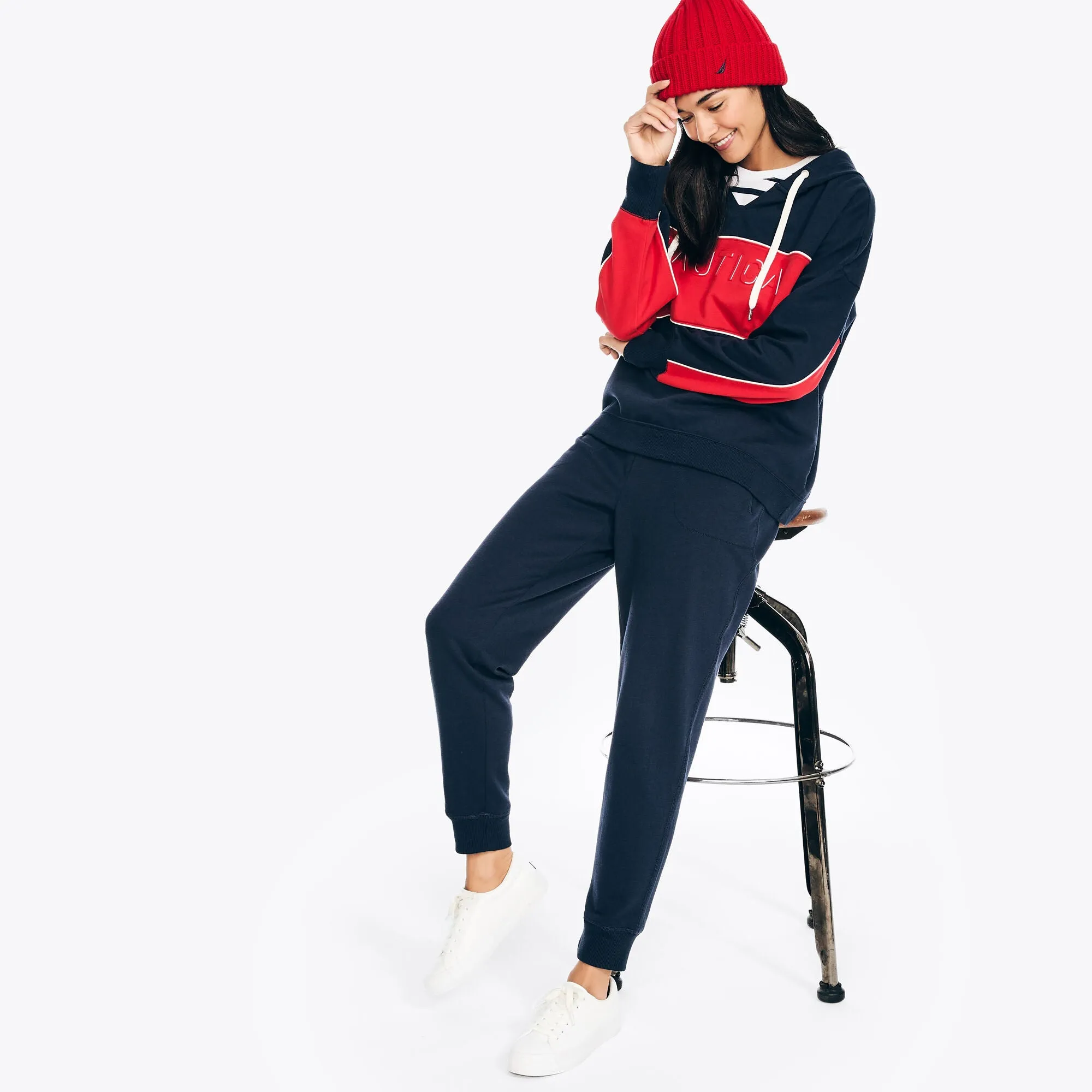 Nautica Womens Logo Pullover Hoodie