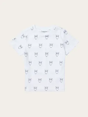 Owl AOP t-shirt - Bright White Knowledge Cotton