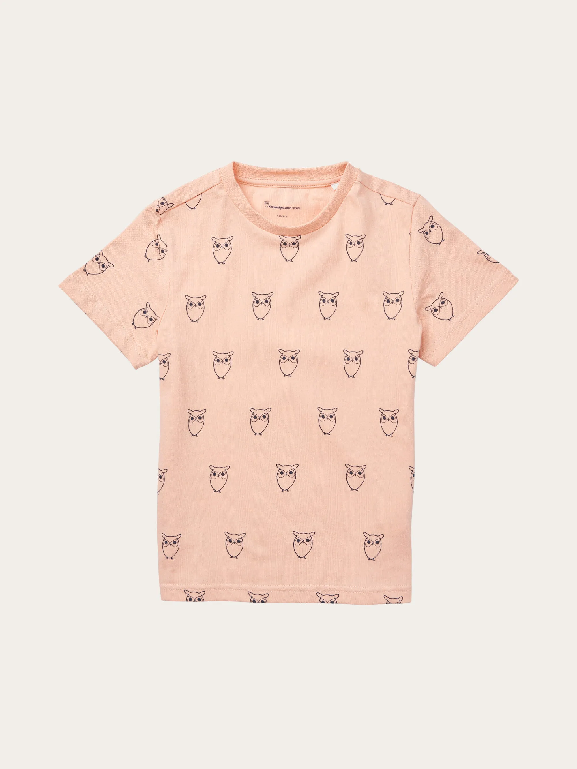 Owl AOP t-shirt - Coral Pink Knowledge Cotton