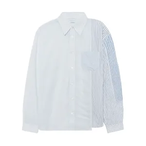 Paneled Cloak Button Up Shirt 'Blue White'