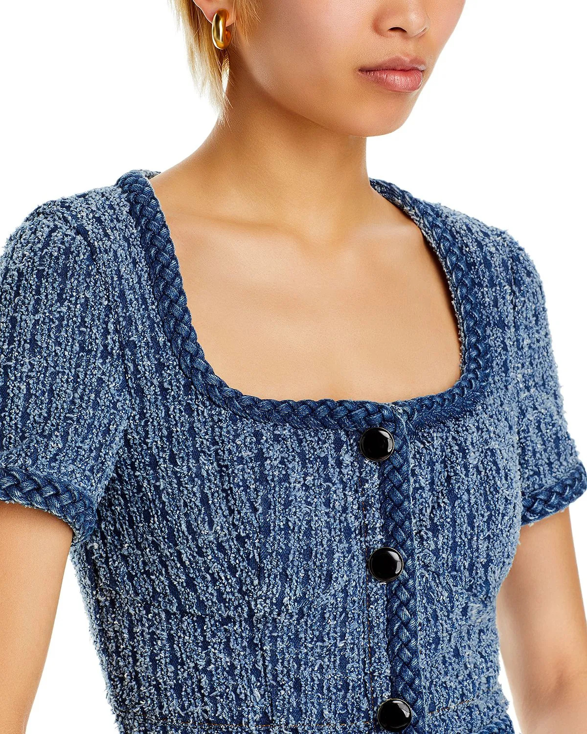 PATRICIA BRAIDED TRIM TEXTURED DRESS IN BLUE Gloria Lanvin