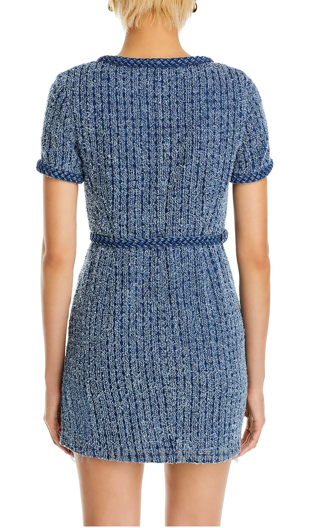 PATRICIA BRAIDED TRIM TEXTURED DRESS IN BLUE Gloria Lanvin