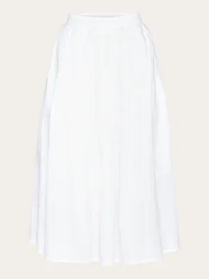 Poplin pleated mid-length skirt - Bright White Knowledge Cotton