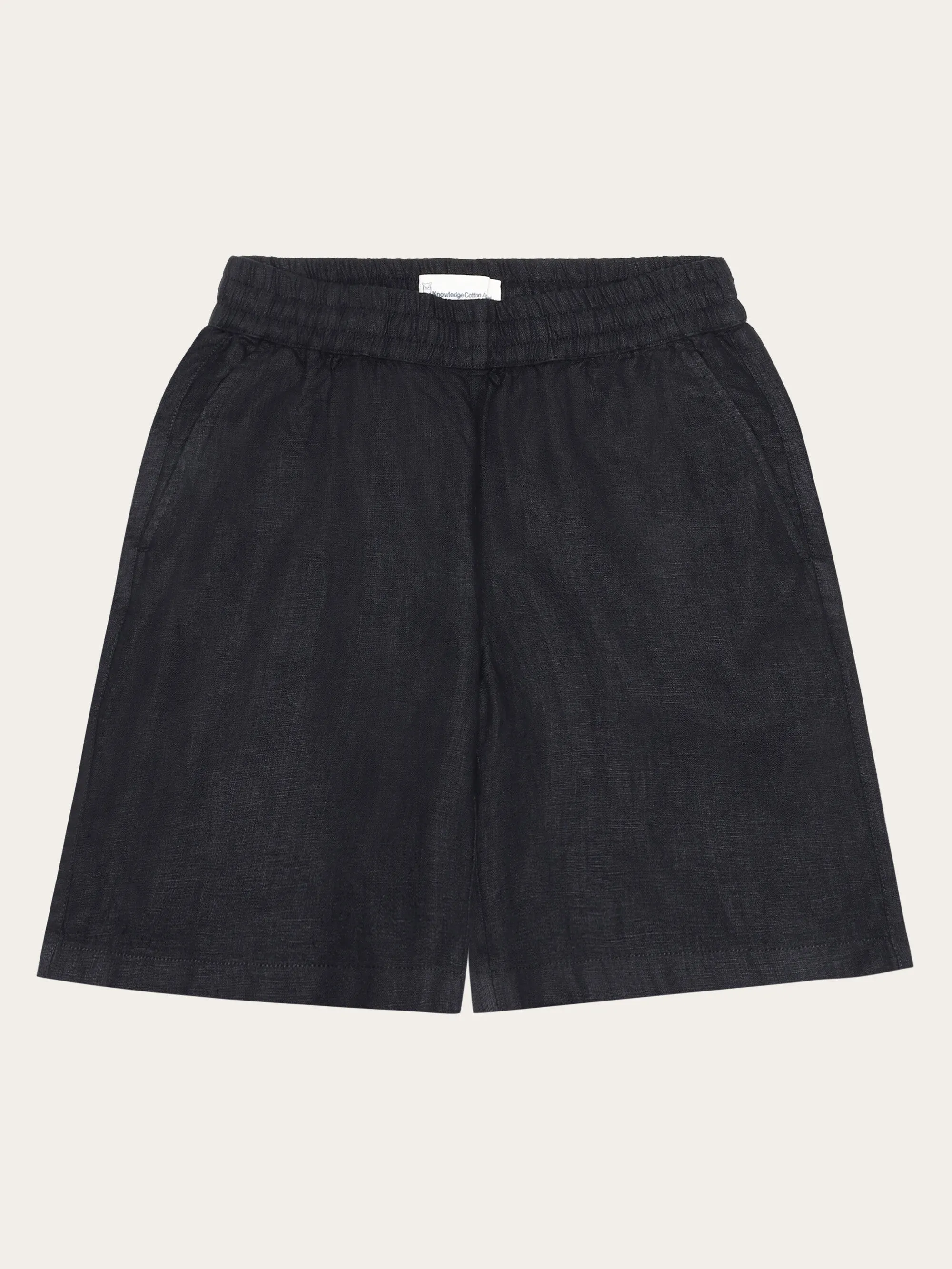 POSEY wide mid-rise linen shorts - GOTS/Vegan - Black Jet Knowledge Cotton