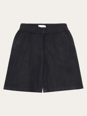 POSEY wide mid-rise linen shorts - GOTS/Vegan - Black Jet Knowledge Cotton