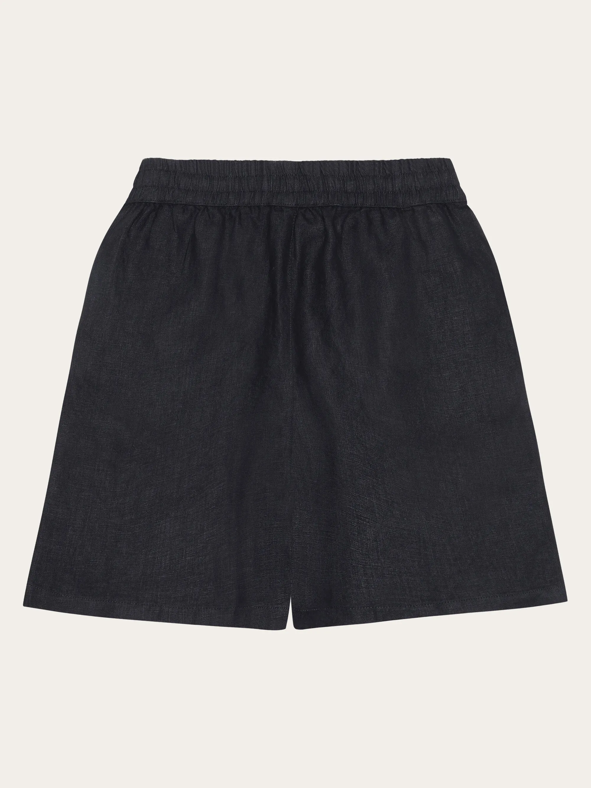 POSEY wide mid-rise linen shorts - GOTS/Vegan - Black Jet Knowledge Cotton