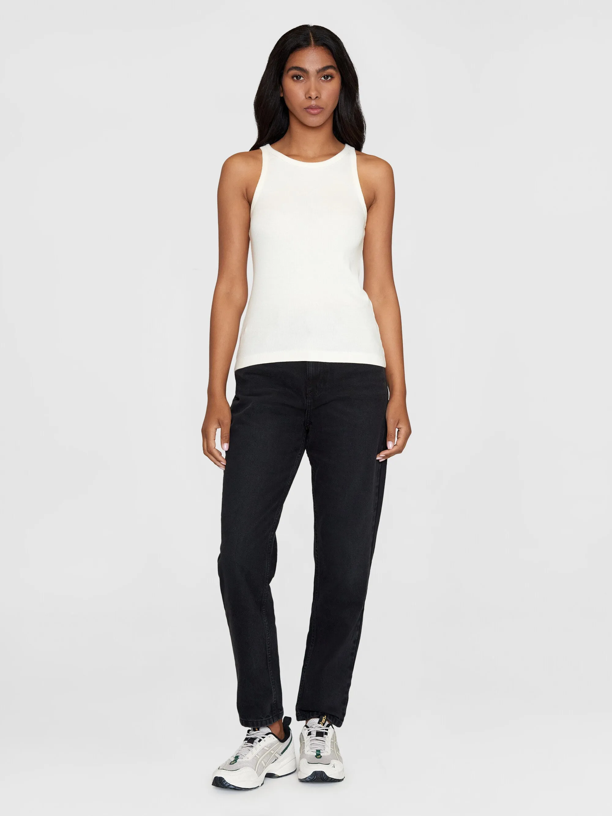 Racer rib top - Star White Knowledge Cotton