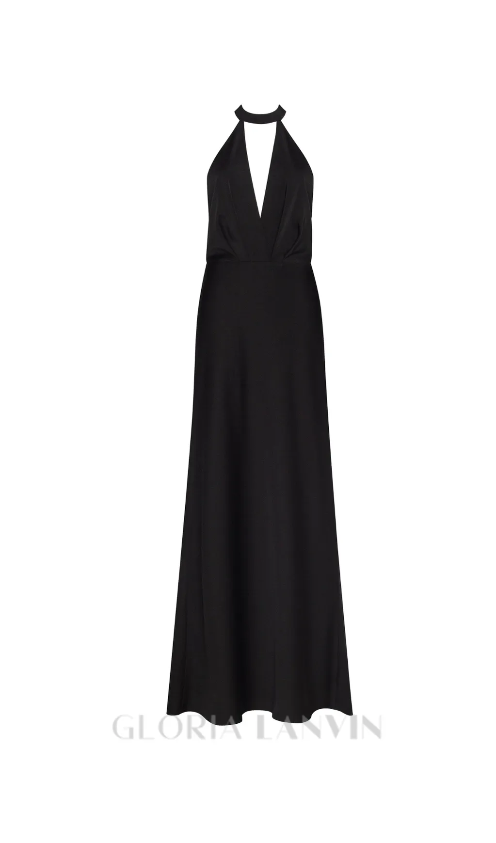 RACHEL BLACK HALTERNECK SATIN BACK CUTOUT MAXI DRESS Gloria Lanvin