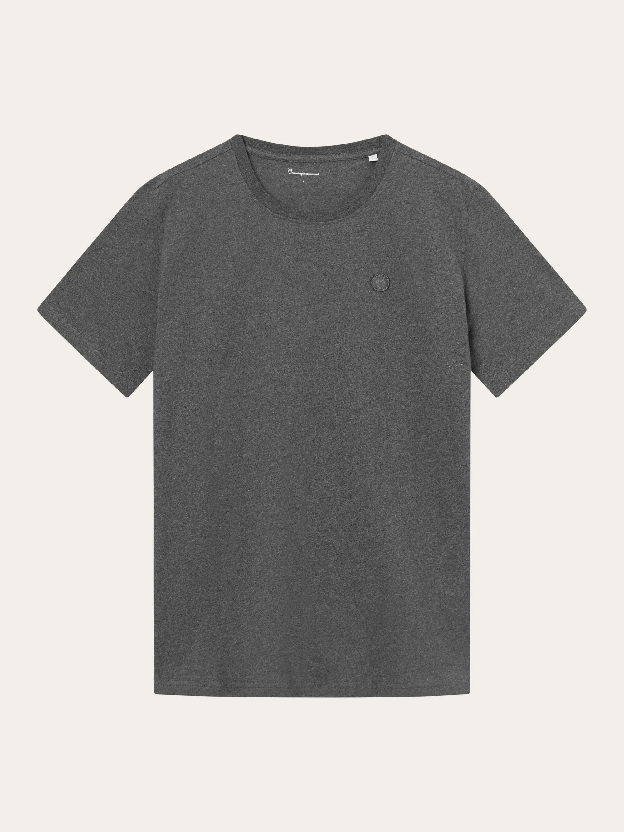 Regular fit Badge t-shirt - Dark Grey Melange Knowledge Cotton