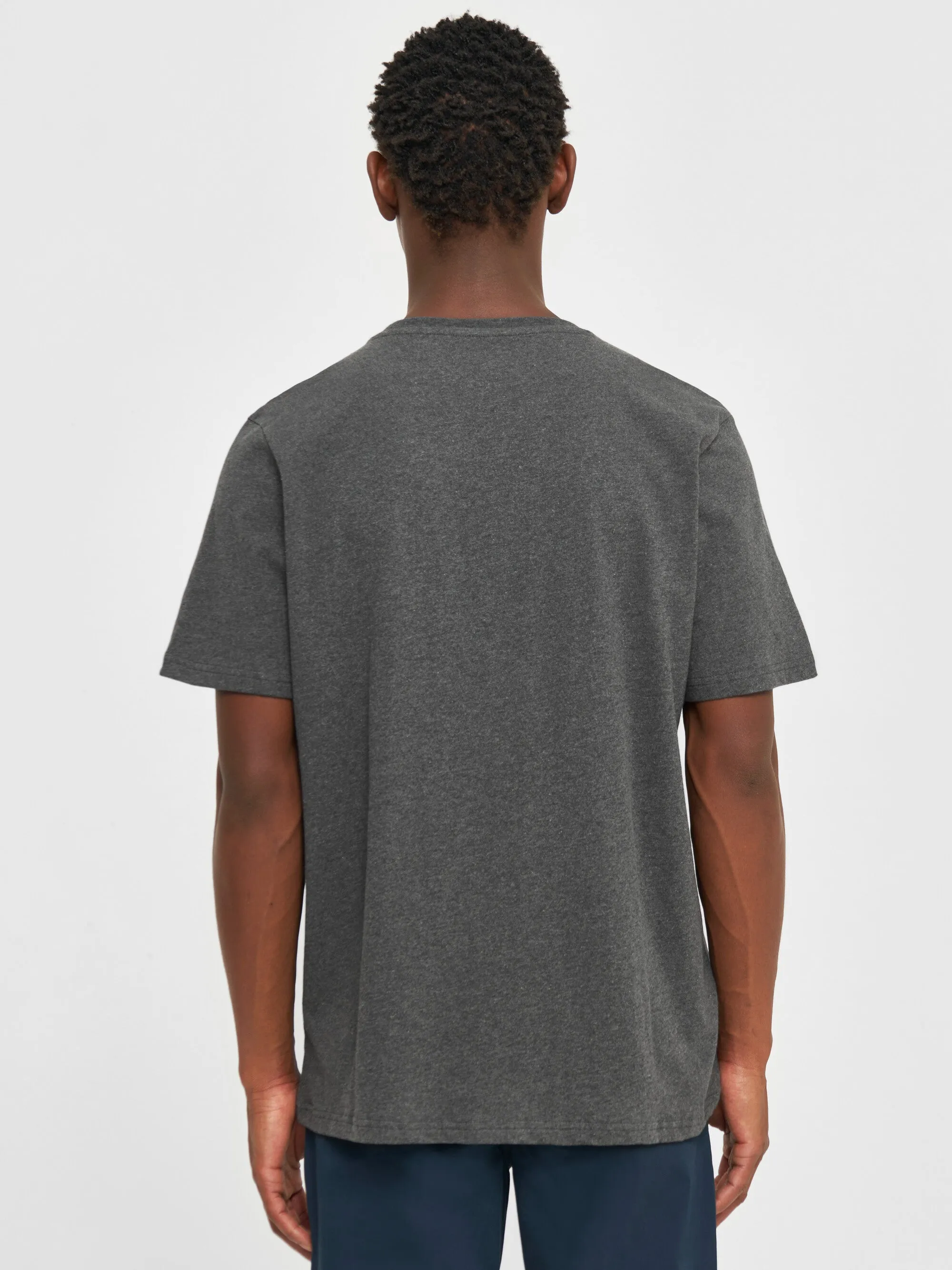 Regular fit Badge t-shirt - Dark Grey Melange Knowledge Cotton
