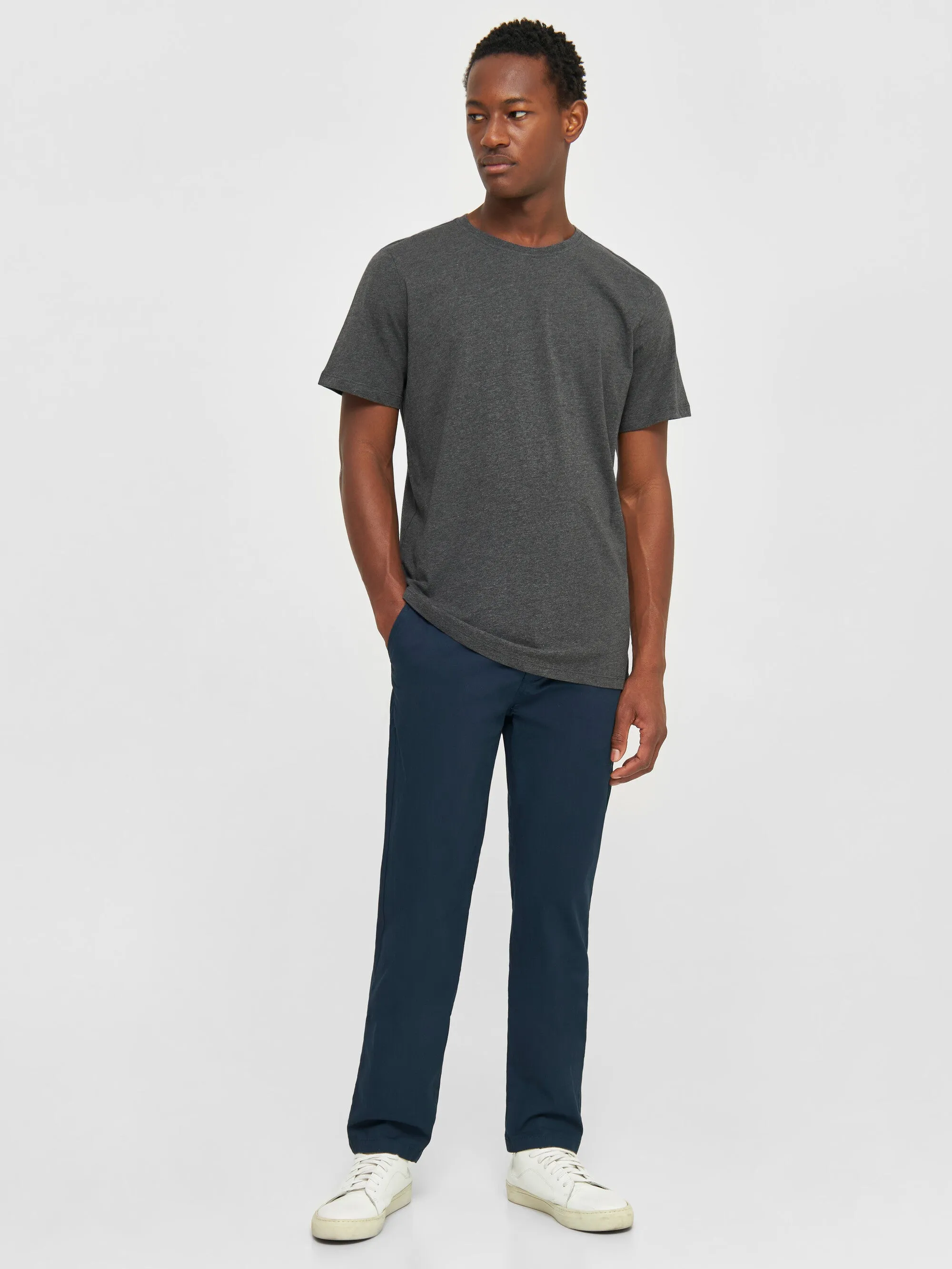 Regular fit Basic tee - Dark Grey Melange Knowledge Cotton