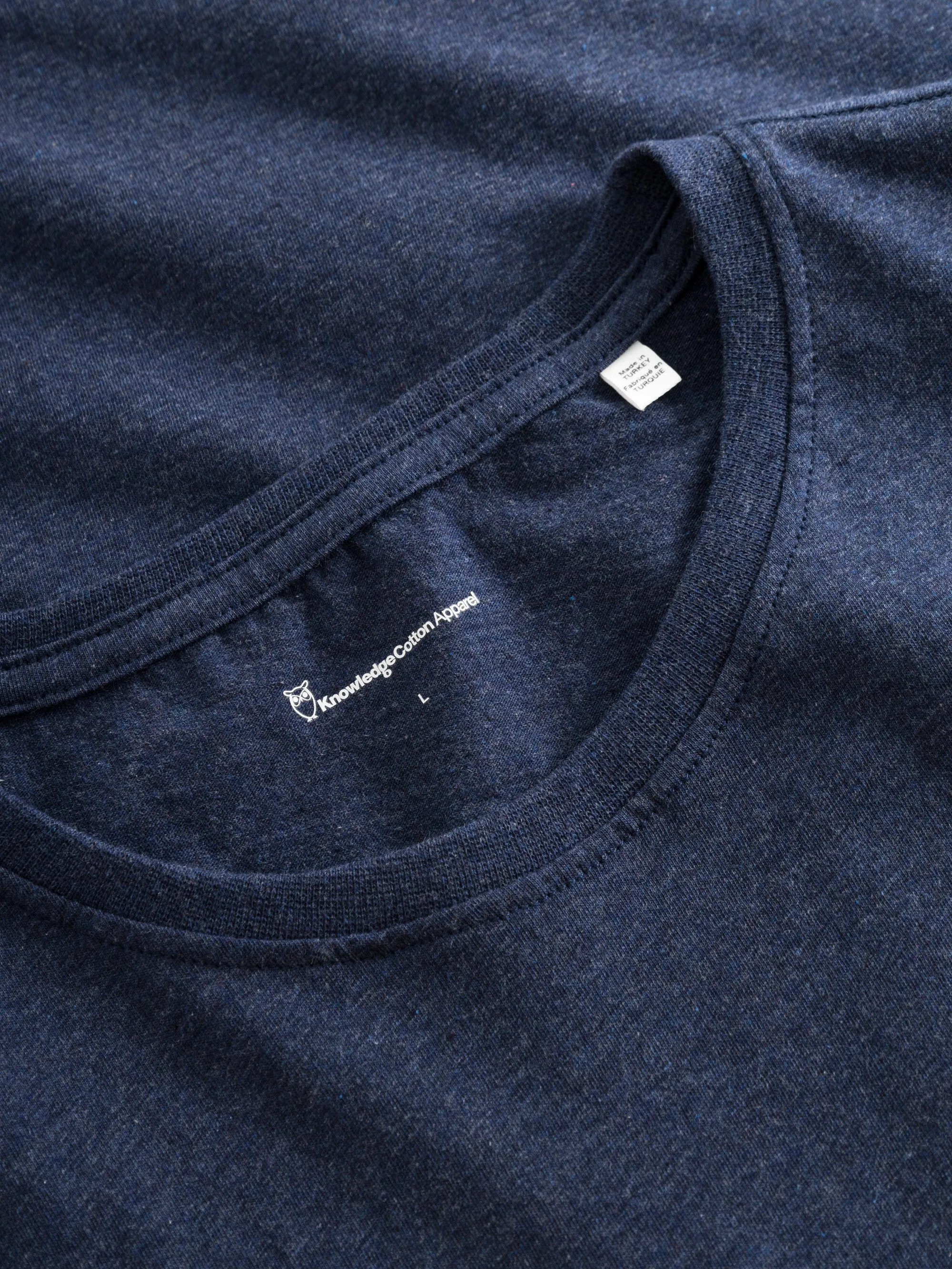 Regular fit Basic tee - Insigna Blue melange Knowledge Cotton