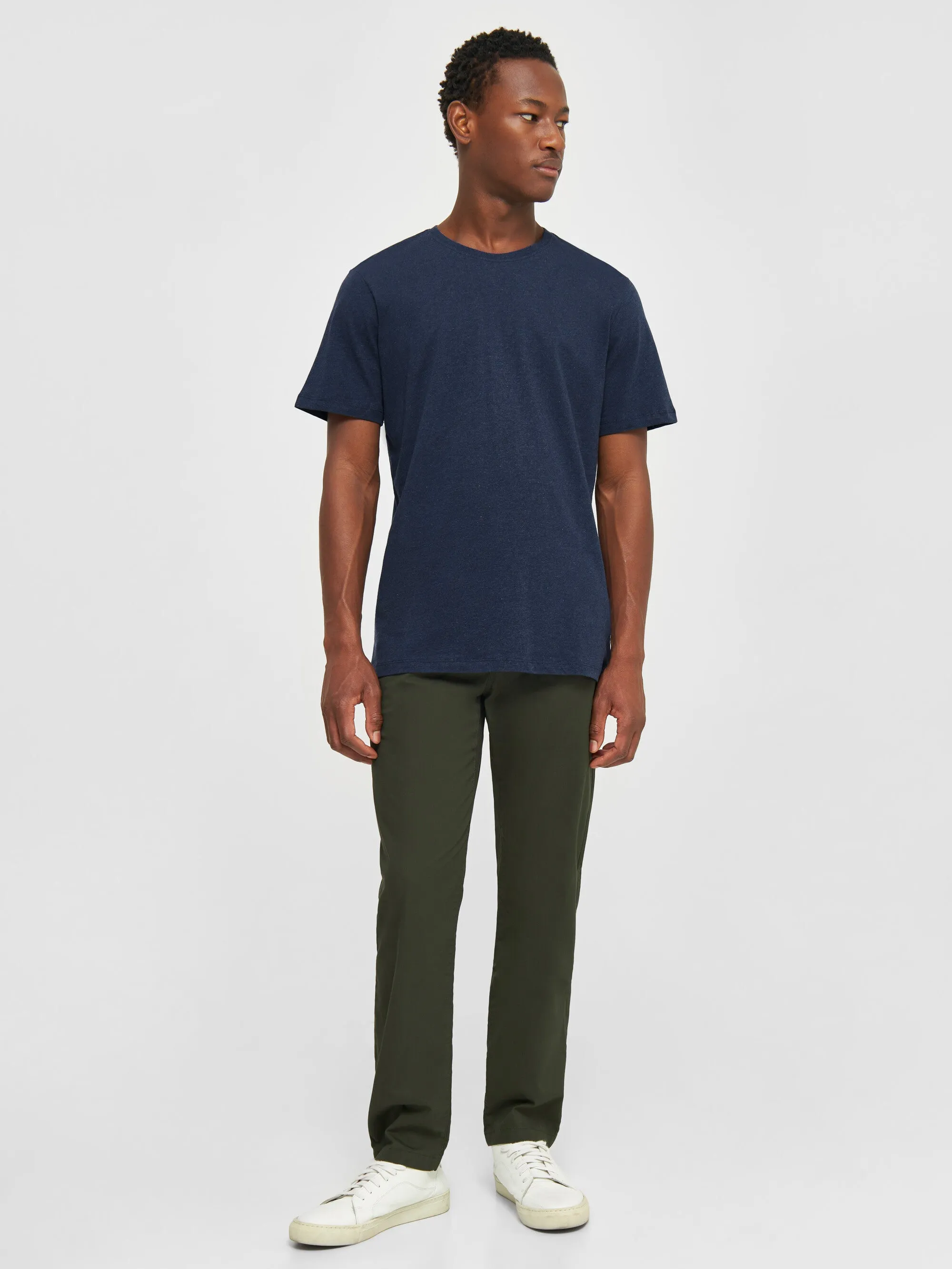 Regular fit Basic tee - Insigna Blue melange Knowledge Cotton