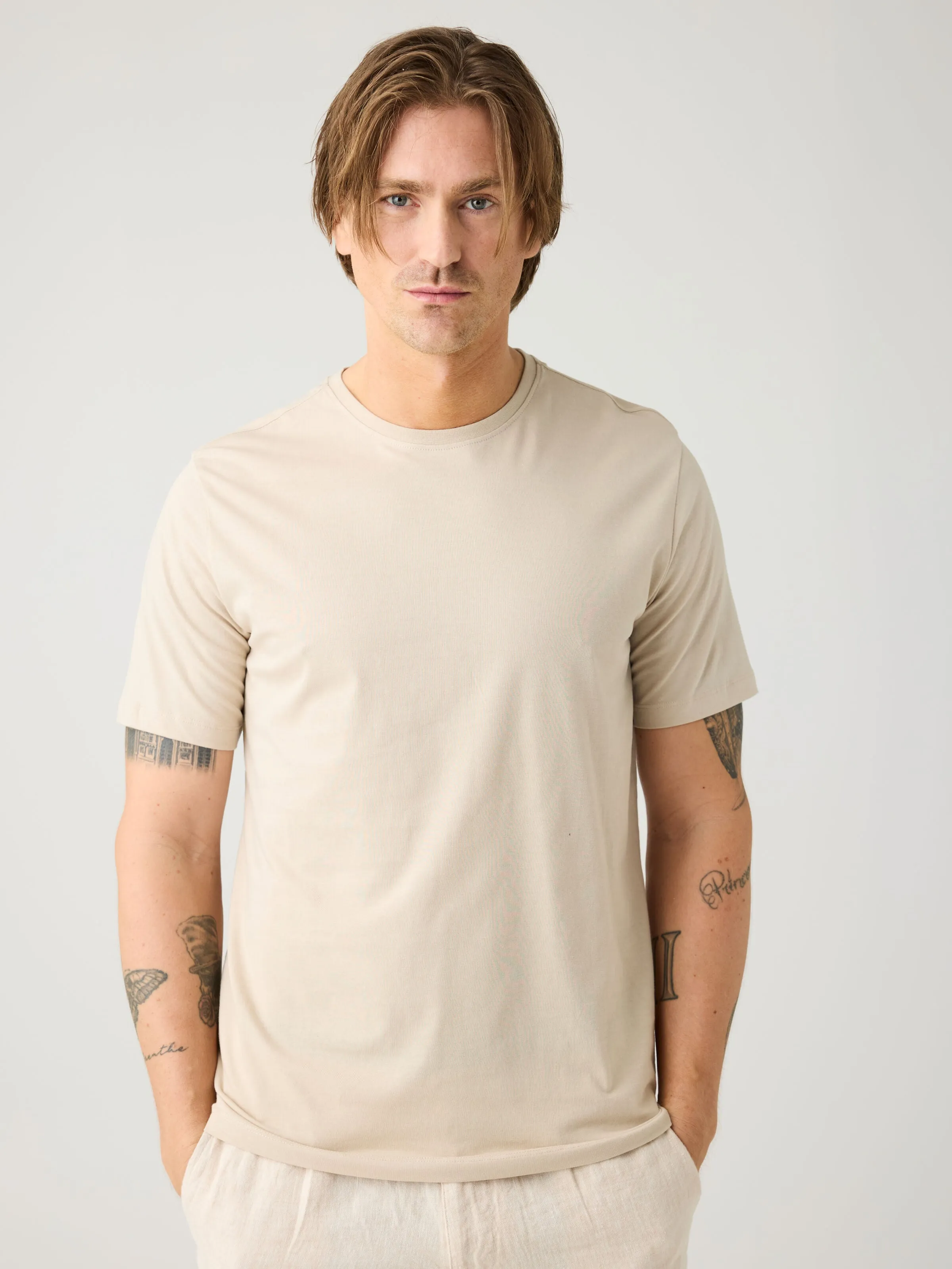Regular fit Basic tee - Light feather gray Knowledge Cotton