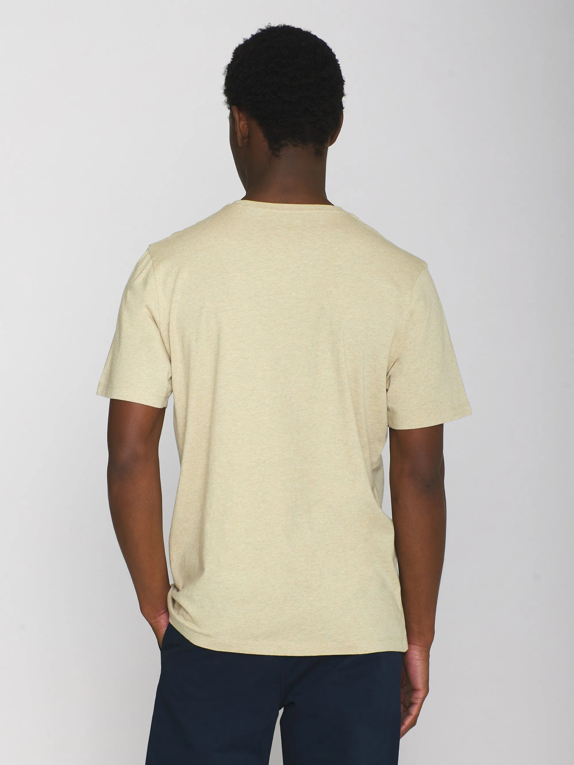 Regular fit Basic tee - Safari melange Knowledge Cotton