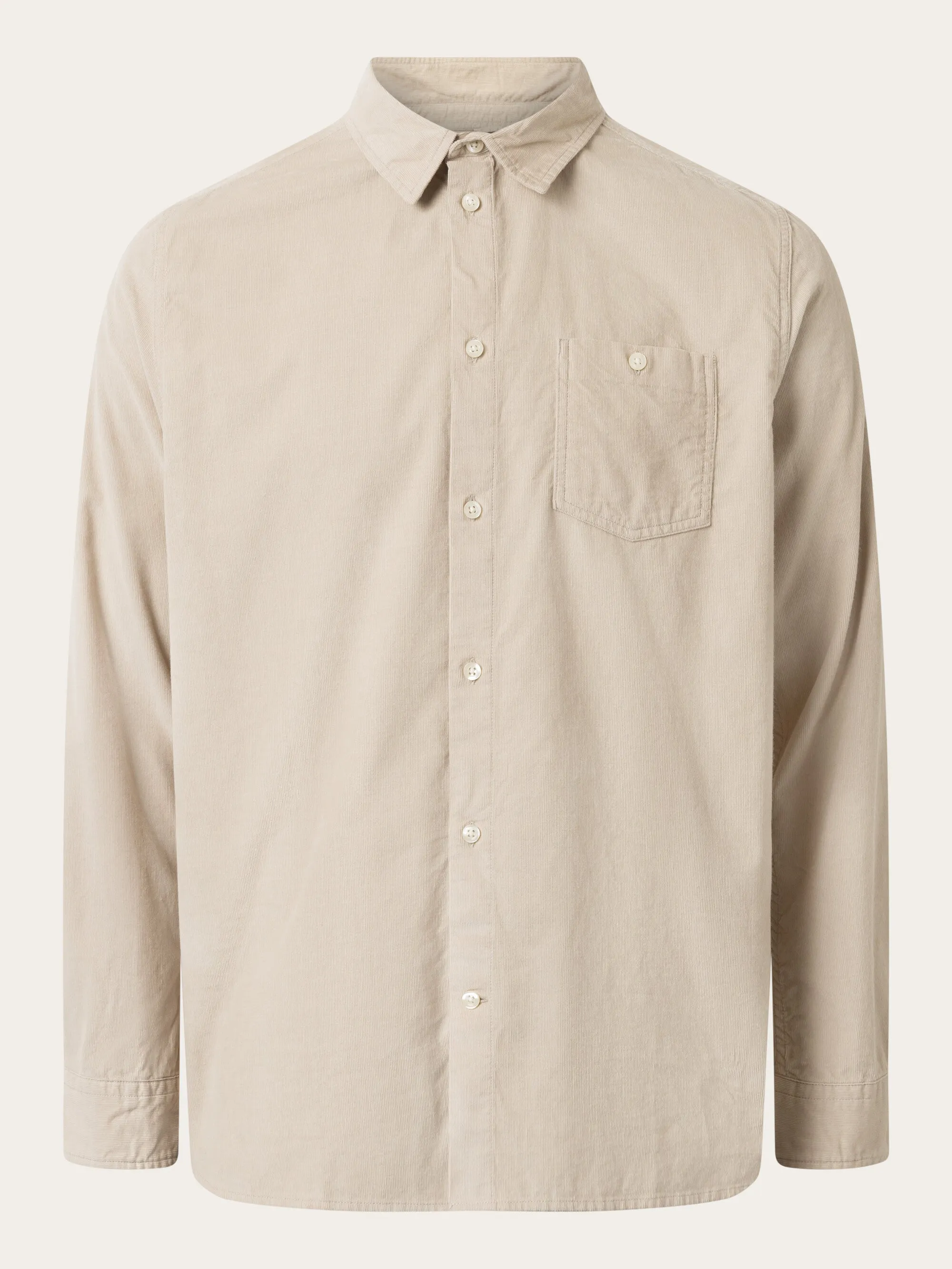 Regular fit corduroy shirt - Light feather gray Knowledge Cotton