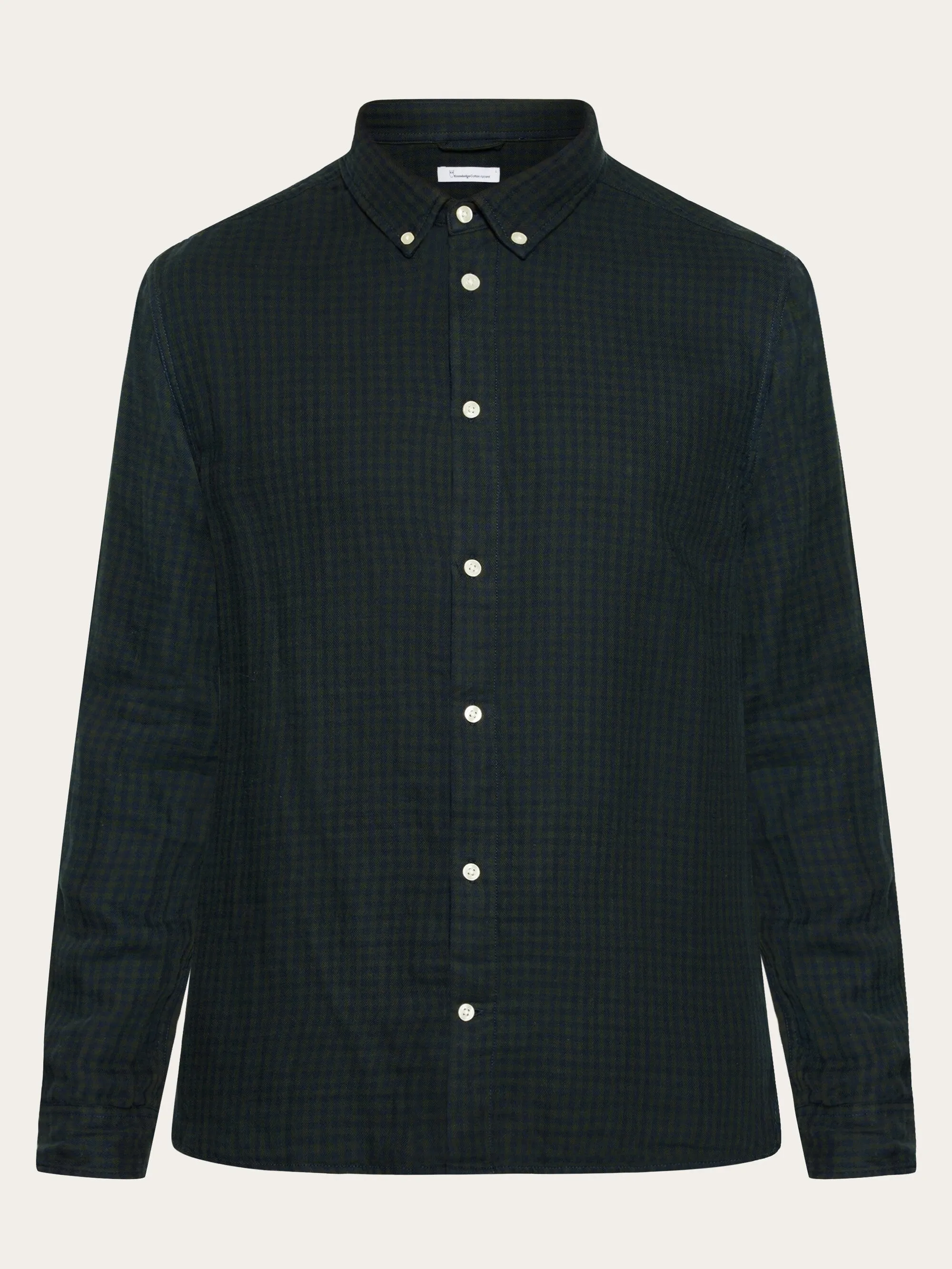 Regular fit double layer checkered shirt - Green check Knowledge Cotton