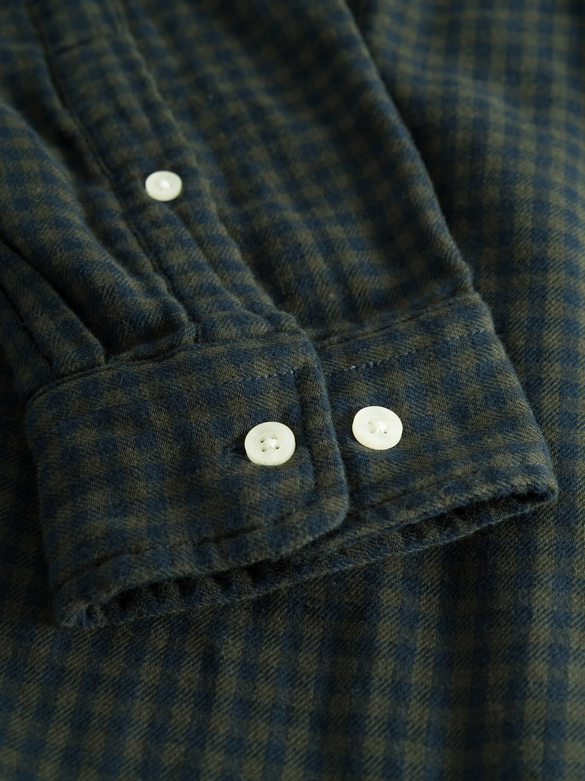 Regular fit double layer checkered shirt - Green check Knowledge Cotton