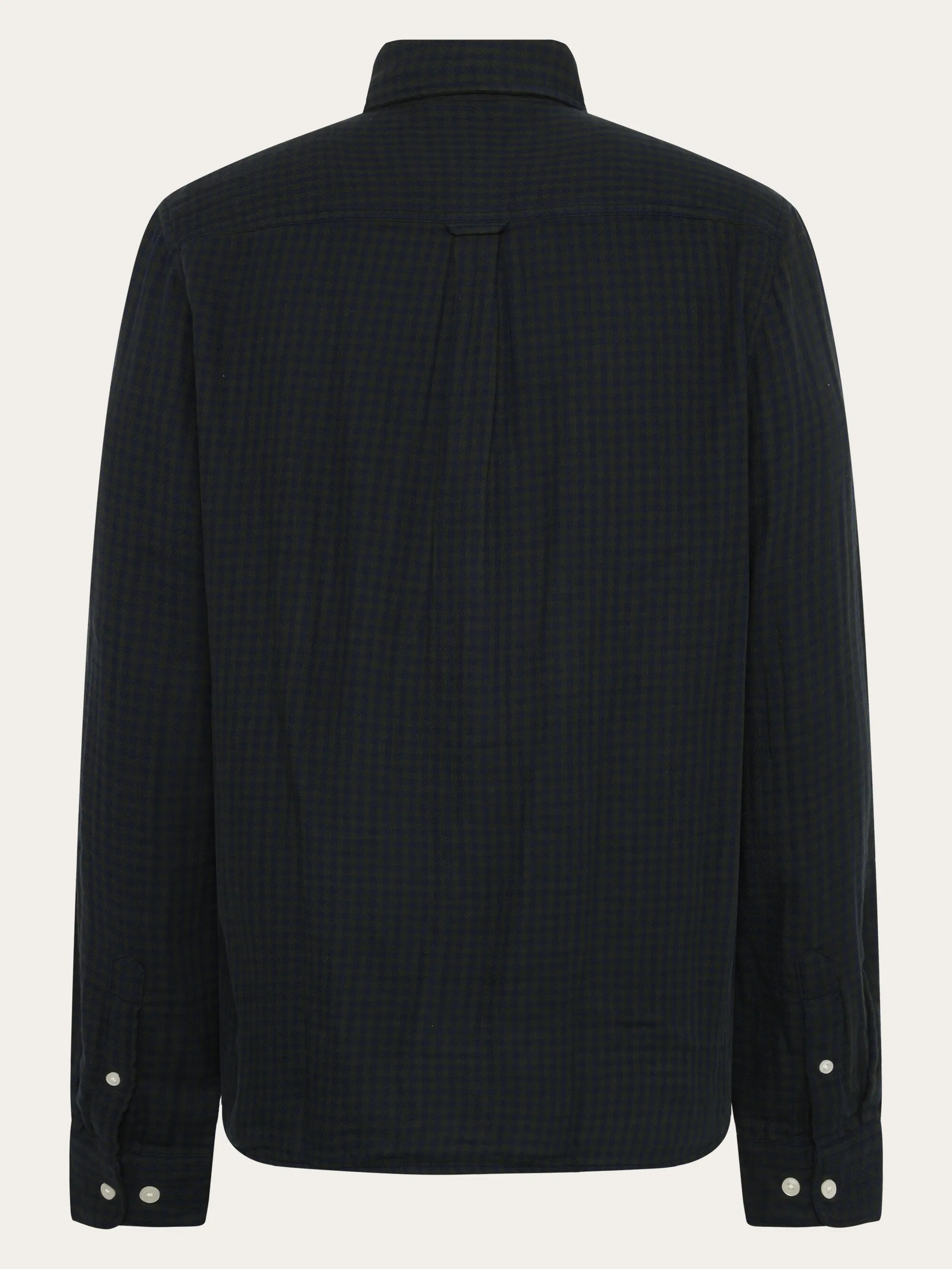 Regular fit double layer checkered shirt - Green check Knowledge Cotton