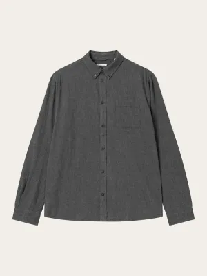Regular fit melang flannel shirt - Dark Grey Melange Knowledge Cotton