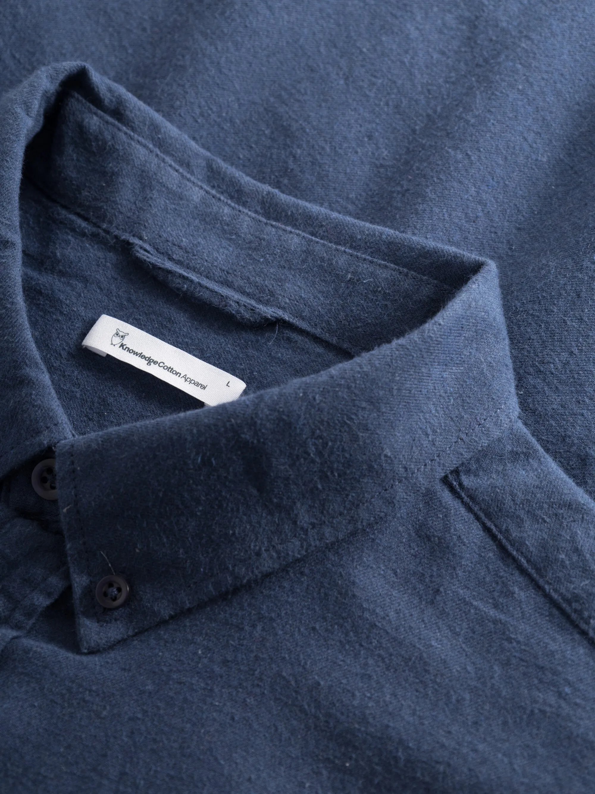 Regular fit melang flannel shirt - Estate Blue Knowledge Cotton