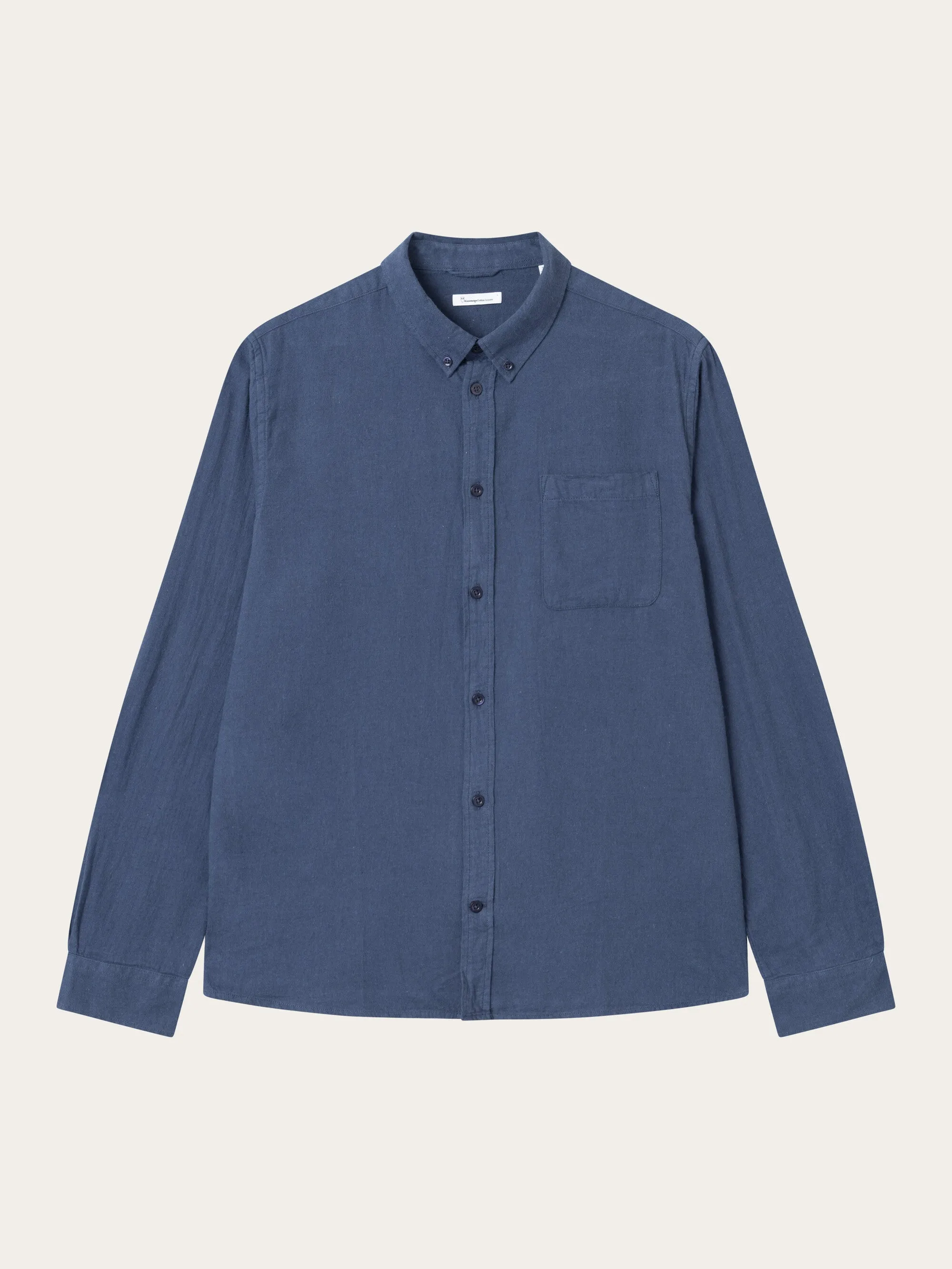 Regular fit melang flannel shirt - Estate Blue Knowledge Cotton