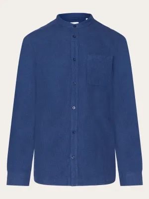 Regular fit melang flannel stand collar shirt - Estate Blue Knowledge Cotton
