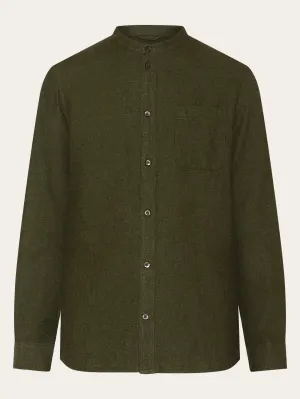 Regular fit melang flannel stand collar shirt - Forrest Night Knowledge Cotton