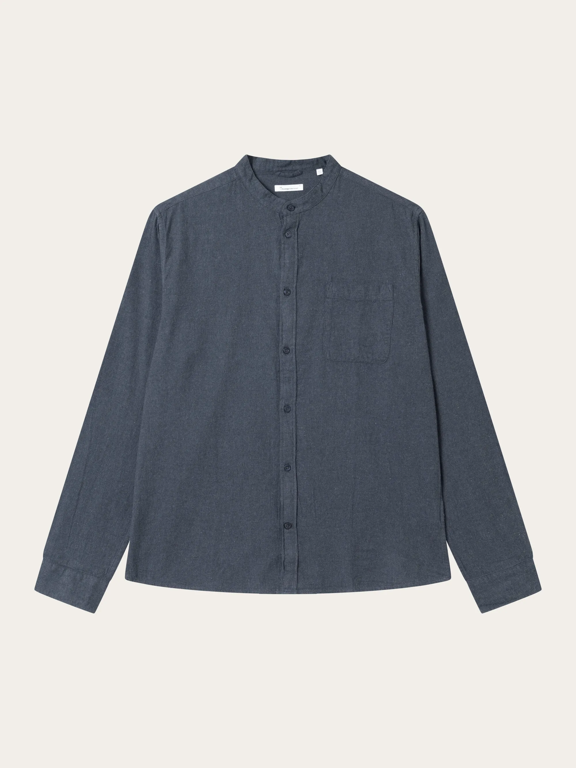 Regular fit melang flannel stand collar shirt - Total Eclipse Knowledge Cotton