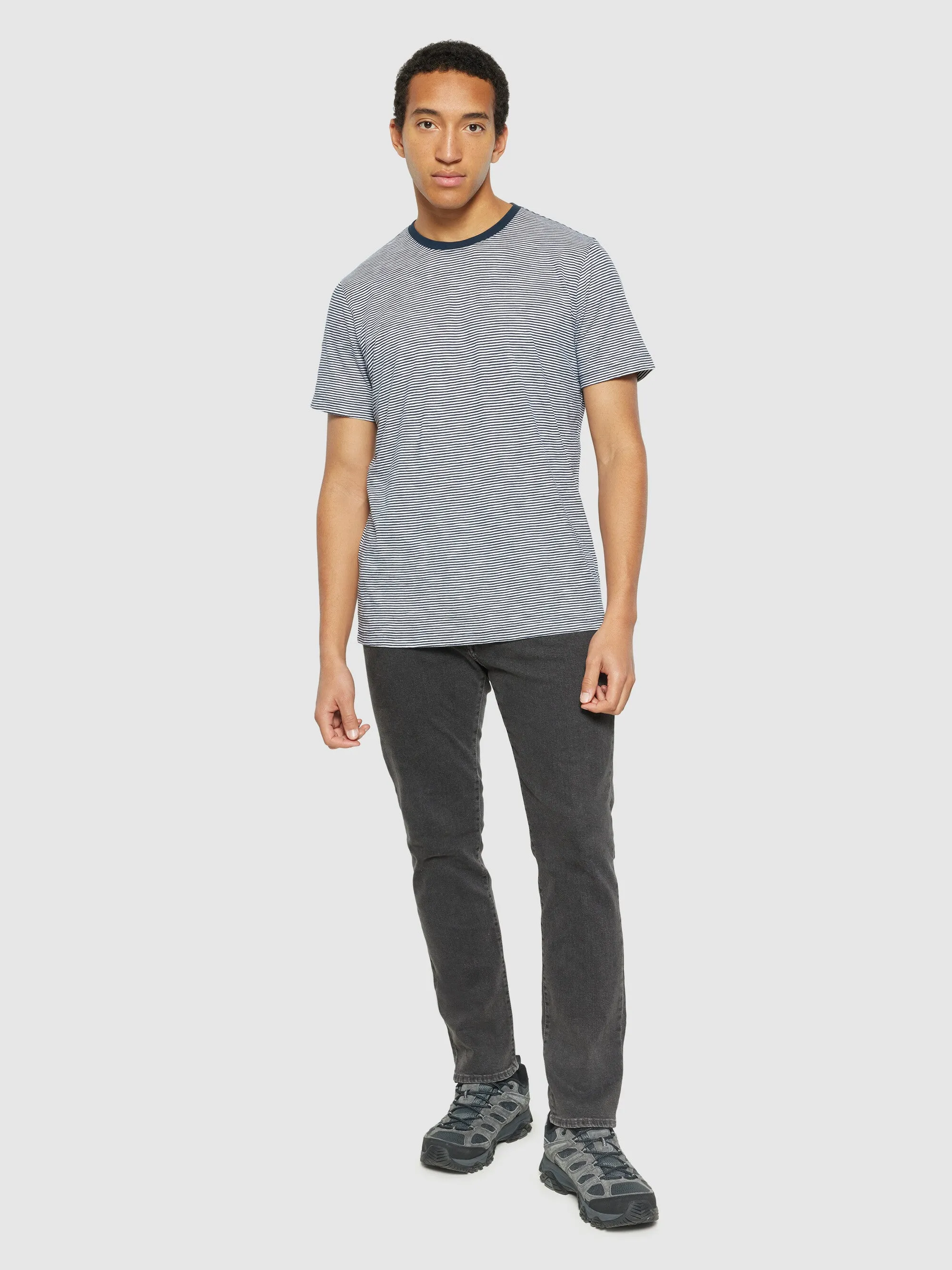Regular fit Striped basic tee - Blue stripe Knowledge Cotton