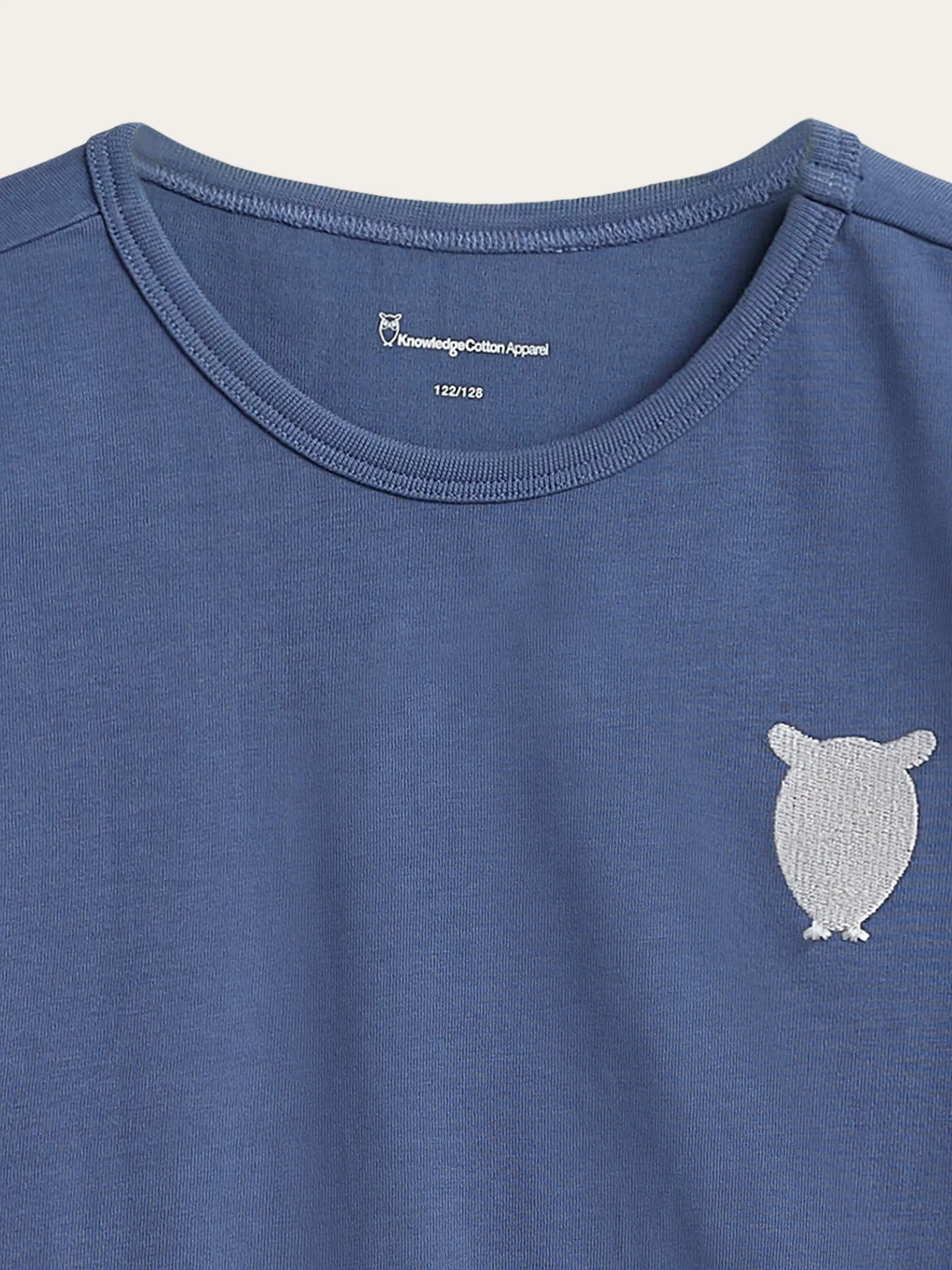 Regular short sleeve heavy single with embr at chest t-shirt - GOTS/Vegan - Moonlight Blue Knowledge Cotton