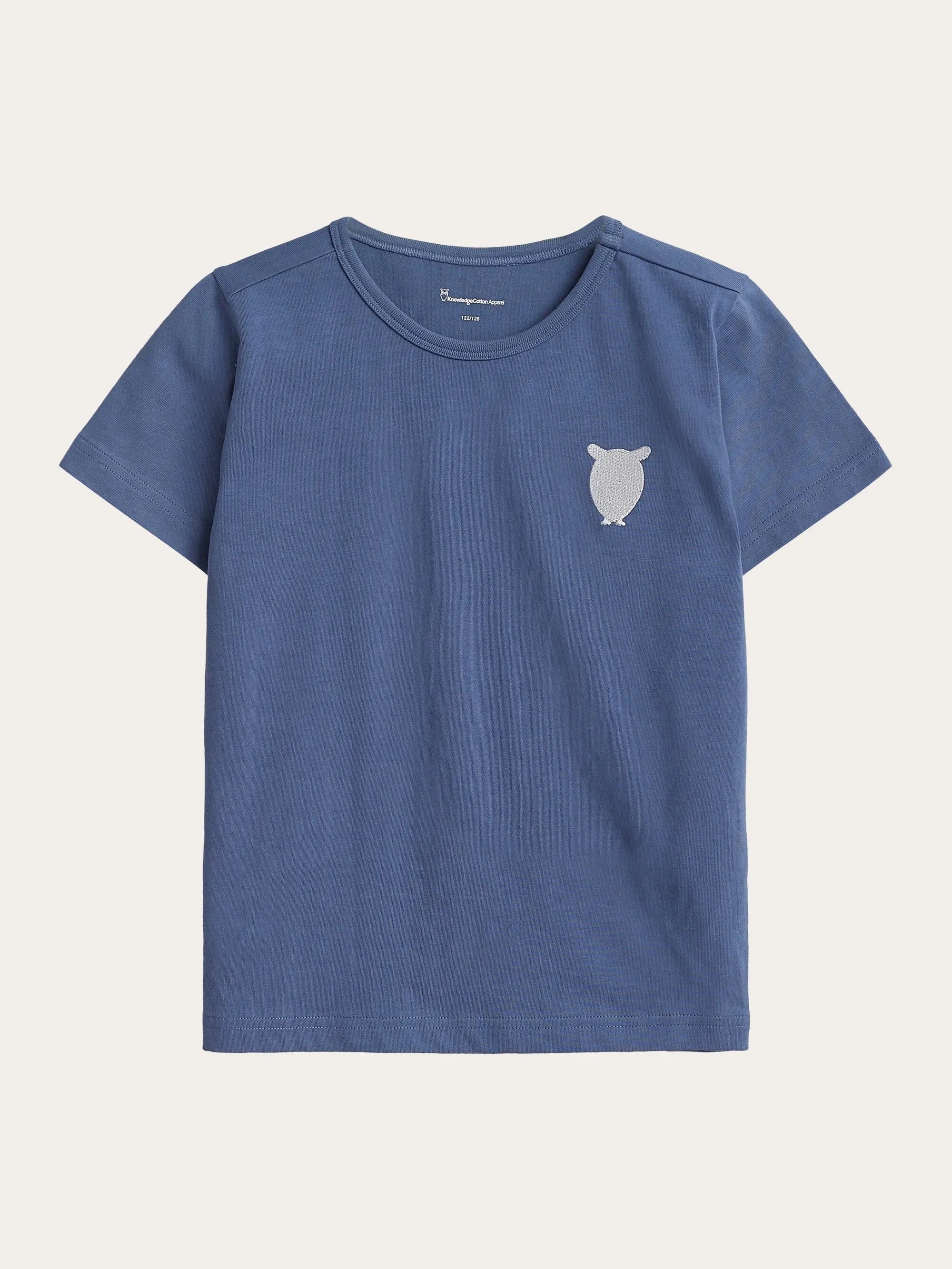 Regular short sleeve heavy single with embr at chest t-shirt - GOTS/Vegan - Moonlight Blue Knowledge Cotton