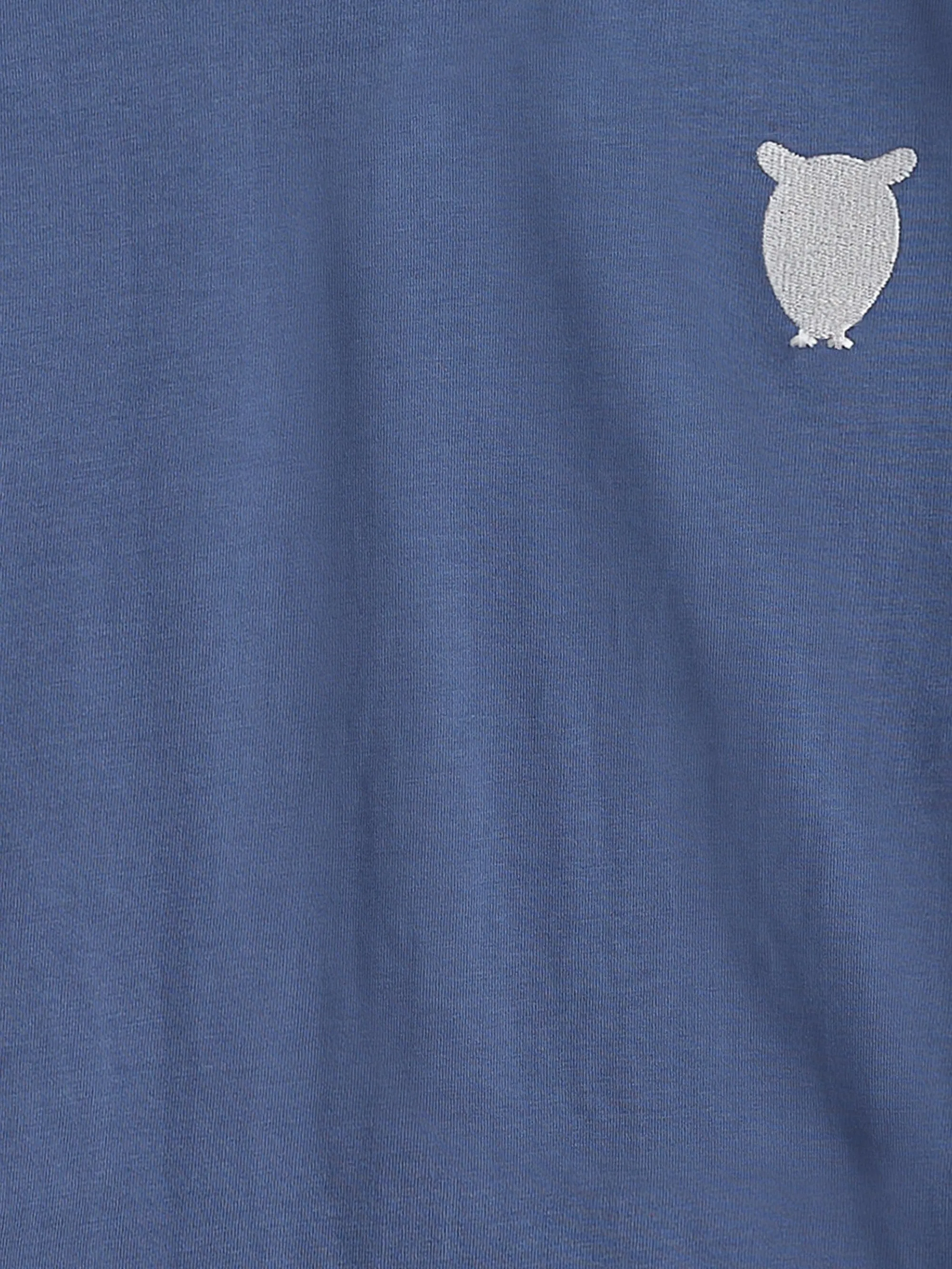 Regular short sleeve heavy single with embr at chest t-shirt - GOTS/Vegan - Moonlight Blue Knowledge Cotton
