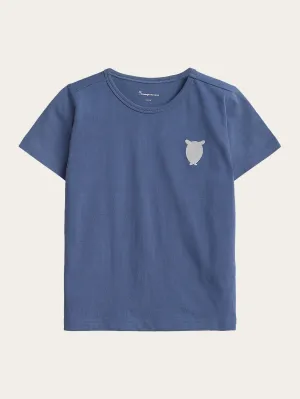 Regular short sleeve heavy single with embr at chest t-shirt - GOTS/Vegan - Moonlight Blue Knowledge Cotton