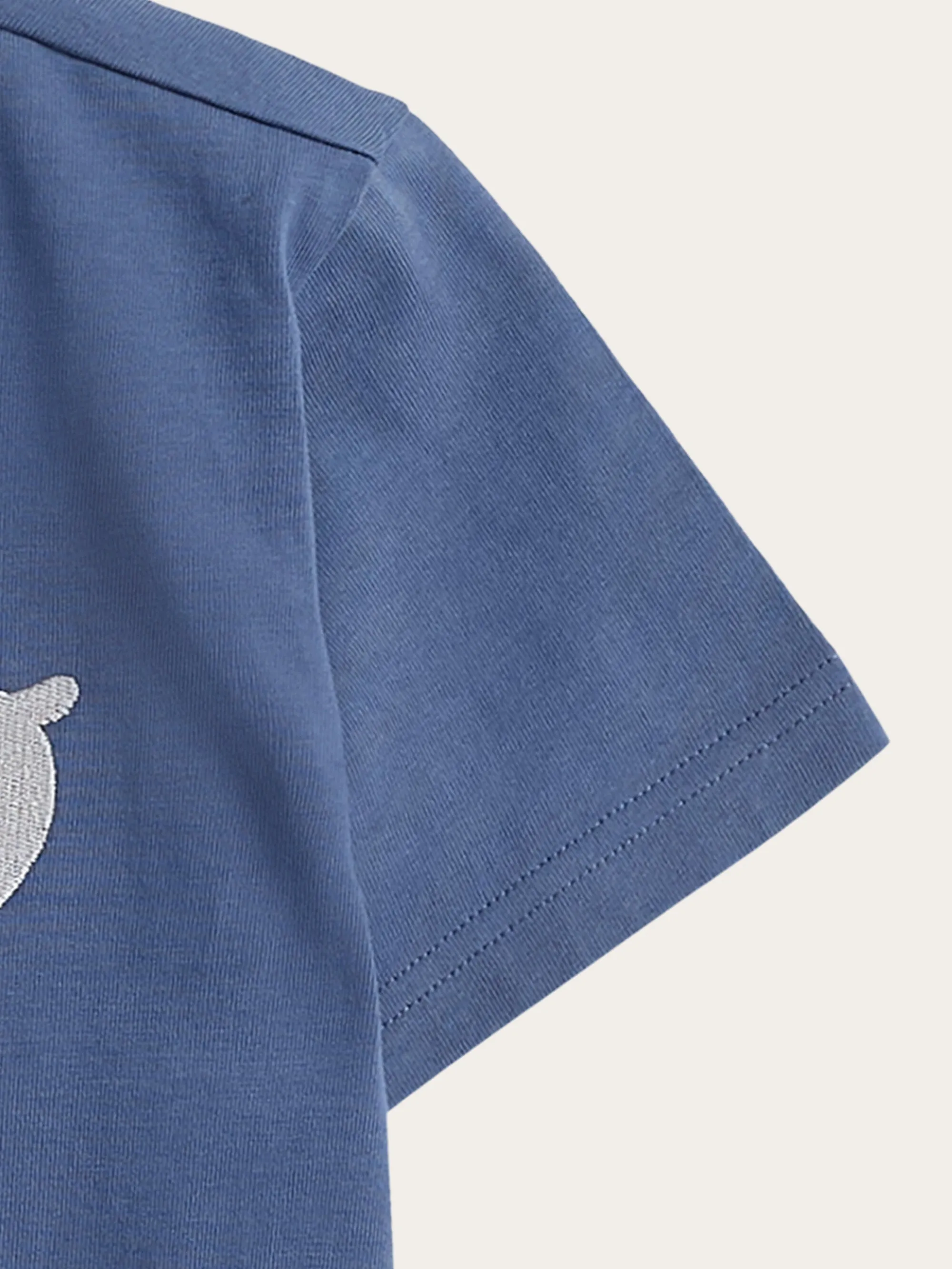 Regular short sleeve heavy single with embr at chest t-shirt - GOTS/Vegan - Moonlight Blue Knowledge Cotton