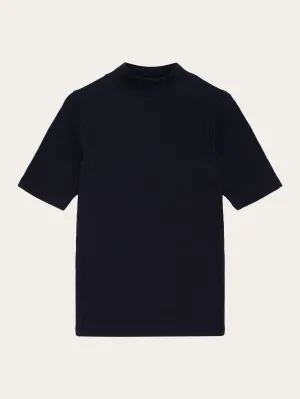 Rib high neck SS - Black Jet Knowledge Cotton