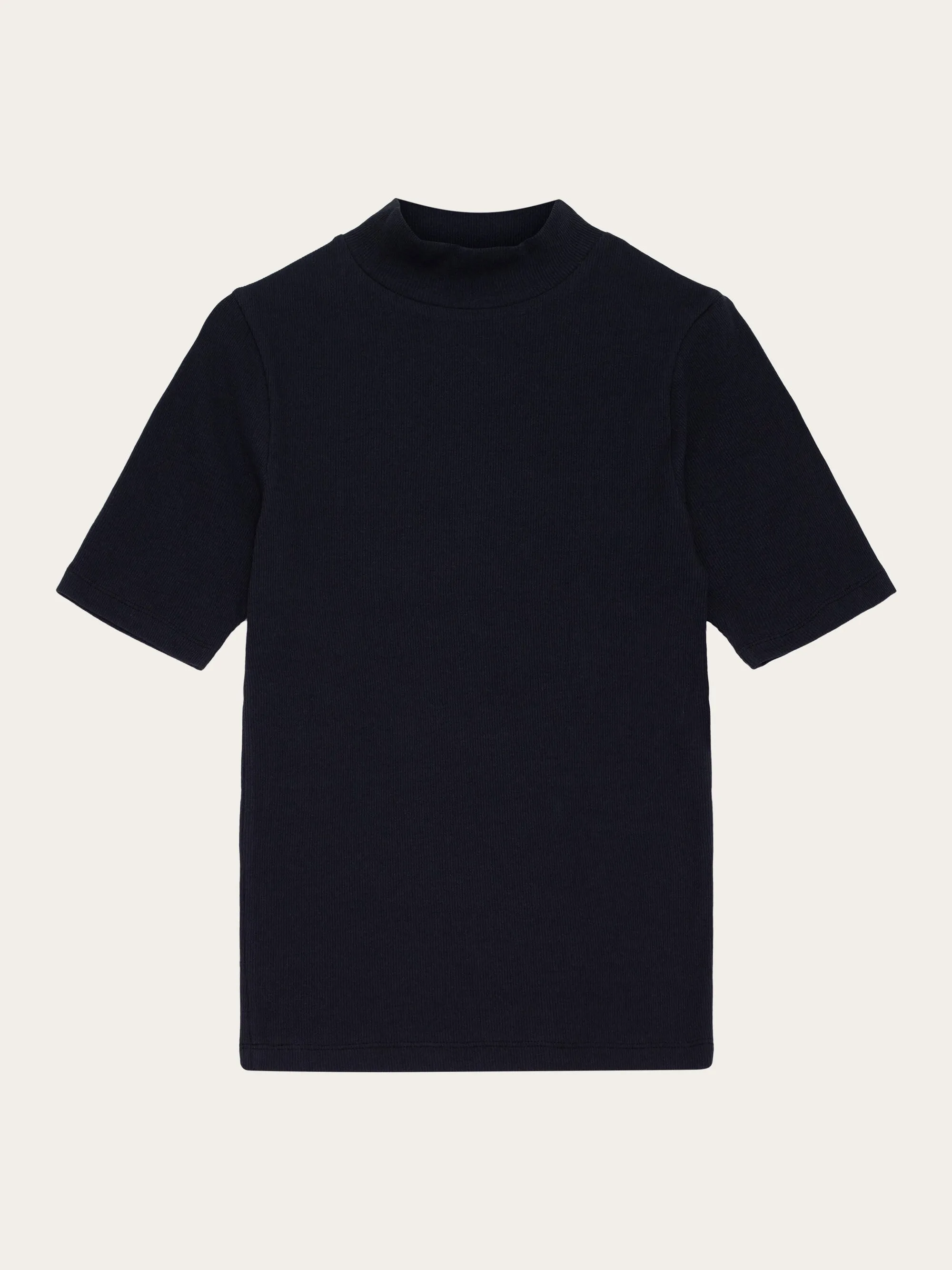 Rib high neck SS - Black Jet Knowledge Cotton