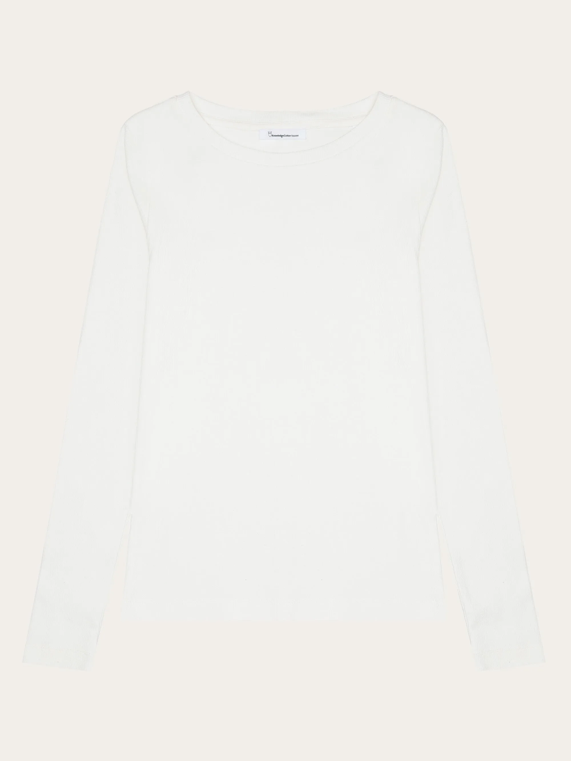 Rib Scoop neck long sleeved - Star White Knowledge Cotton