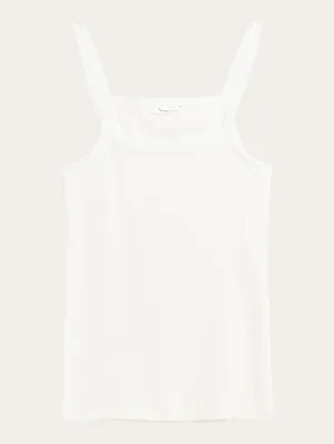 Rib strap top - Star White Knowledge Cotton